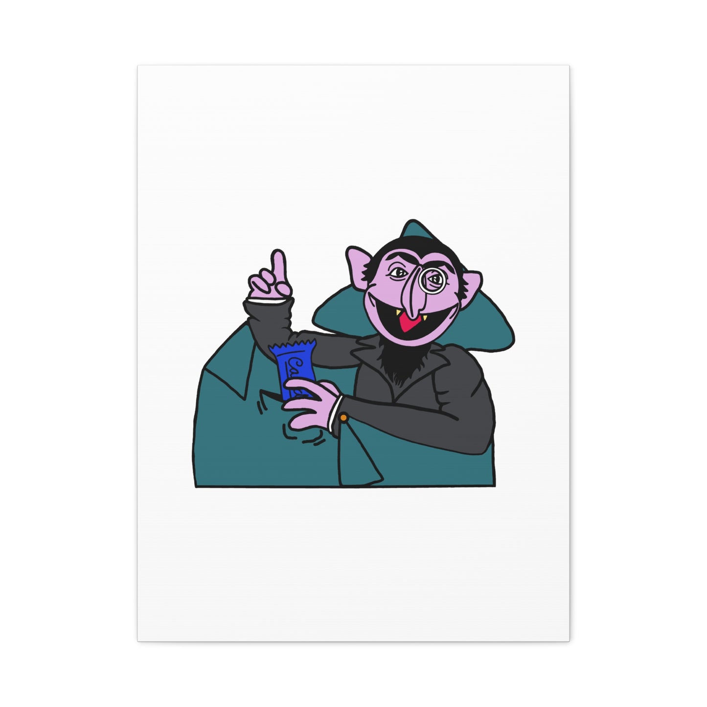 The Count Stealing Candy Canvas Print White - Sesame Street The Count Parody Art