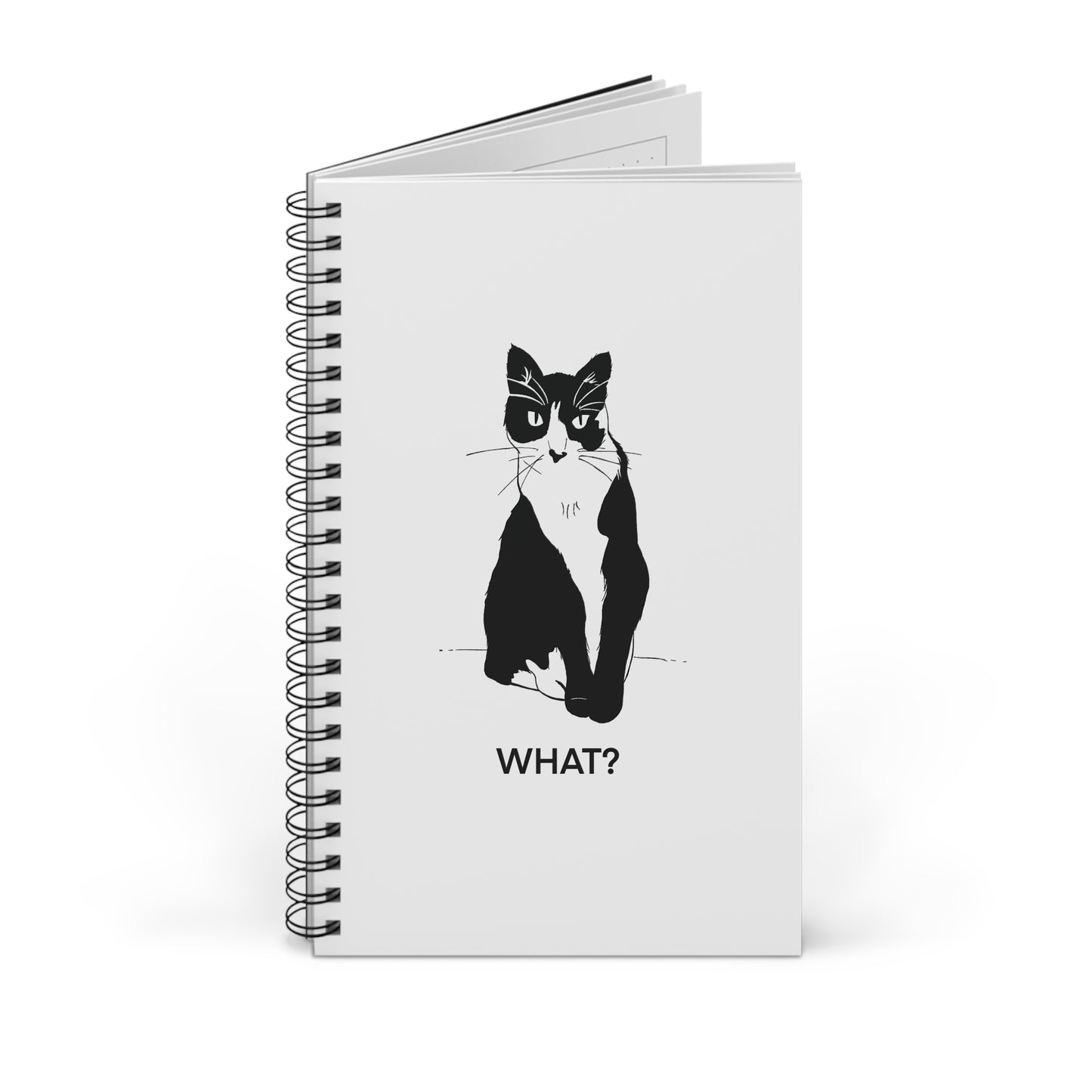 Cattitude Notebook in White (Transparent Style Cat) - Cat Spiral Notebook