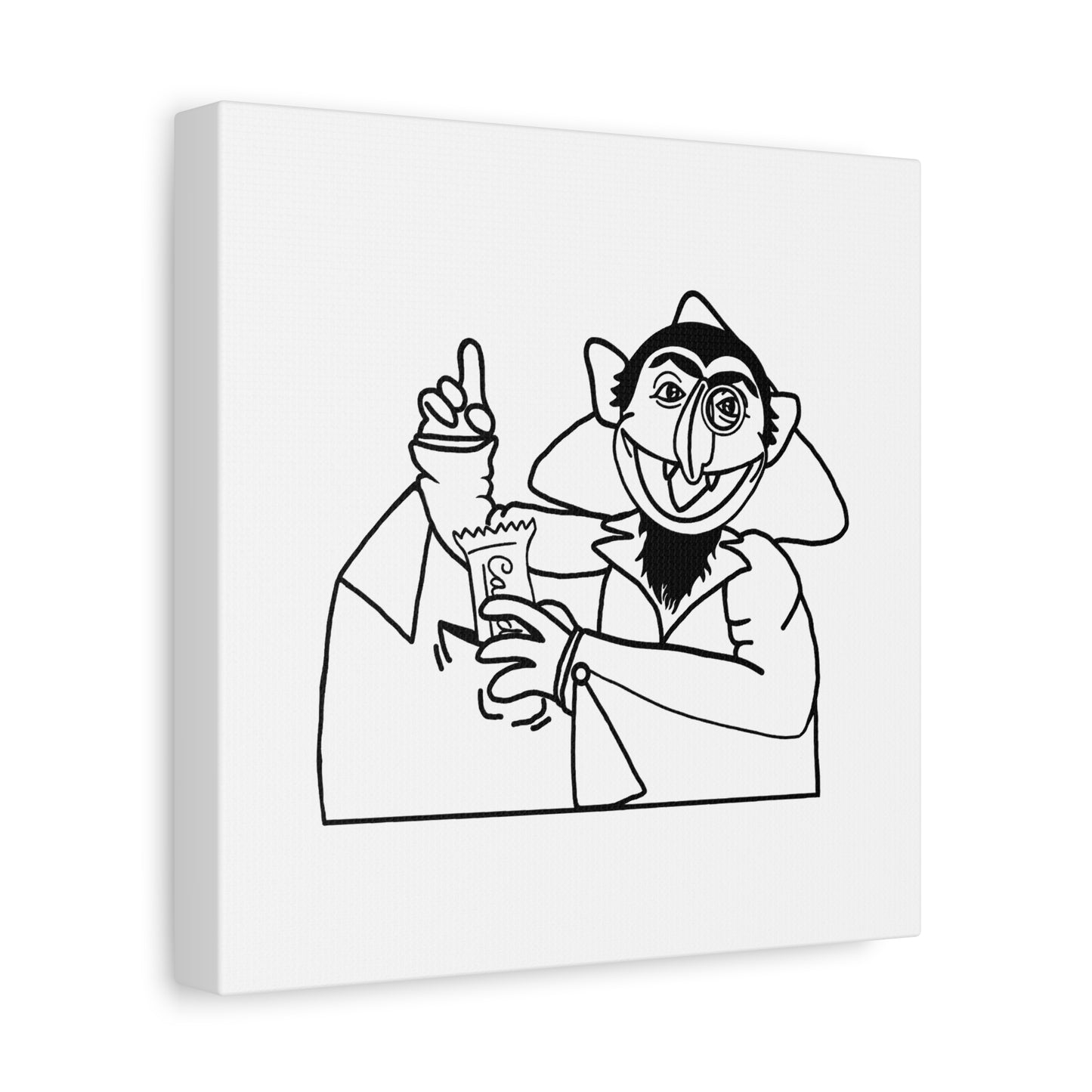 The Count Stealing Candy Outline Canvas Print White - Sesame Street The Count Parody Art