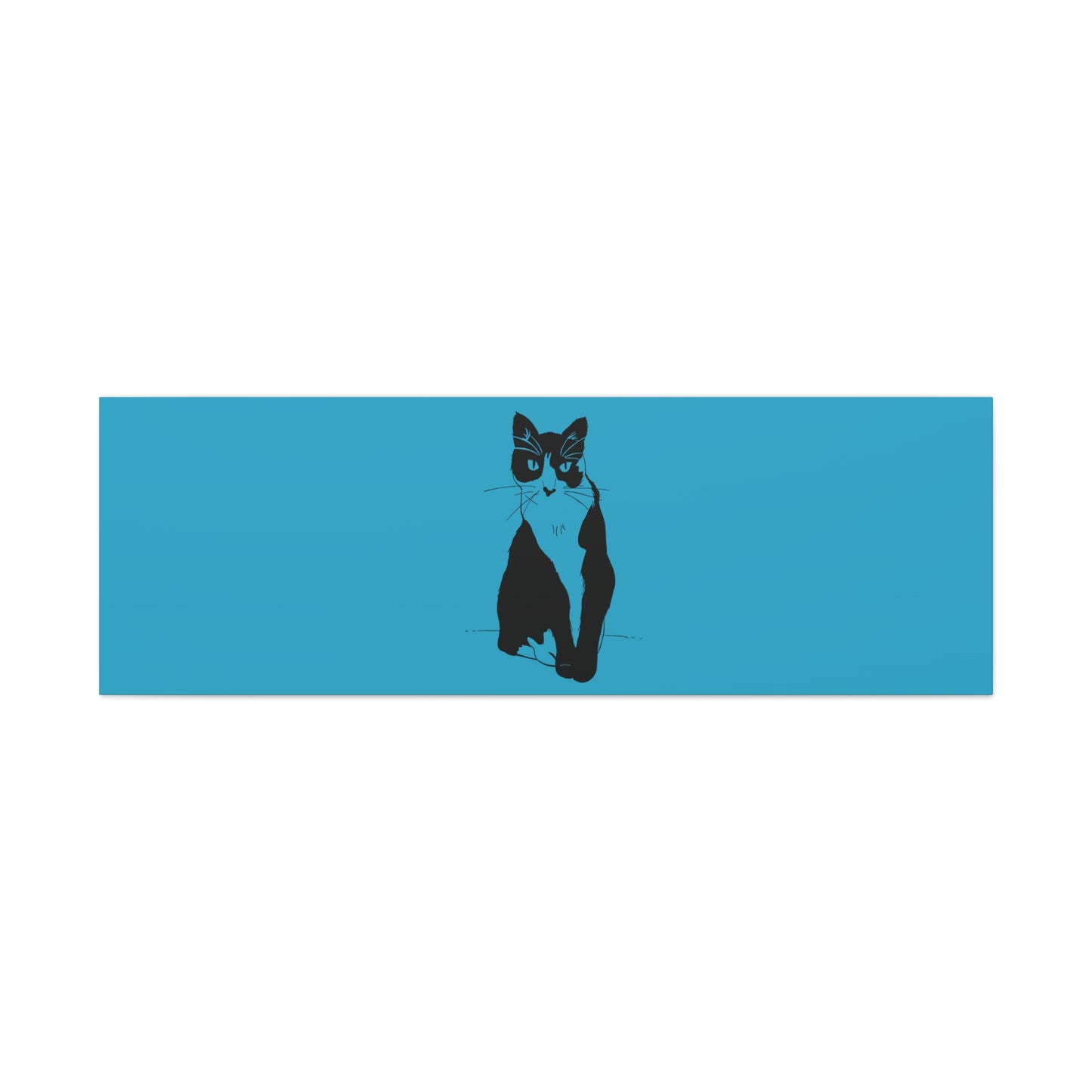 Cat Canvas Print on Turquoise (Transparent Style Cat) - Cat Drawing Art