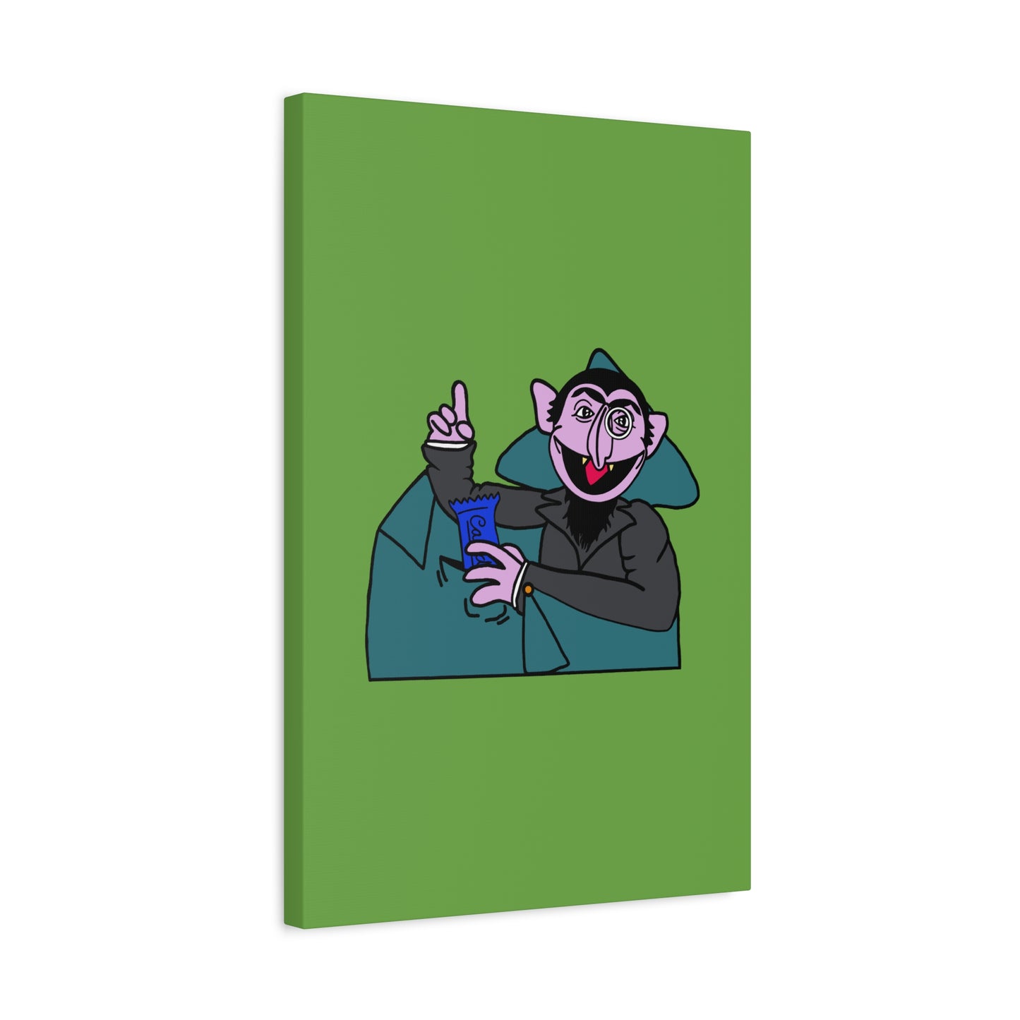 The Count Stealing Candy Canvas Print Green - Sesame Street The Count Parody Art