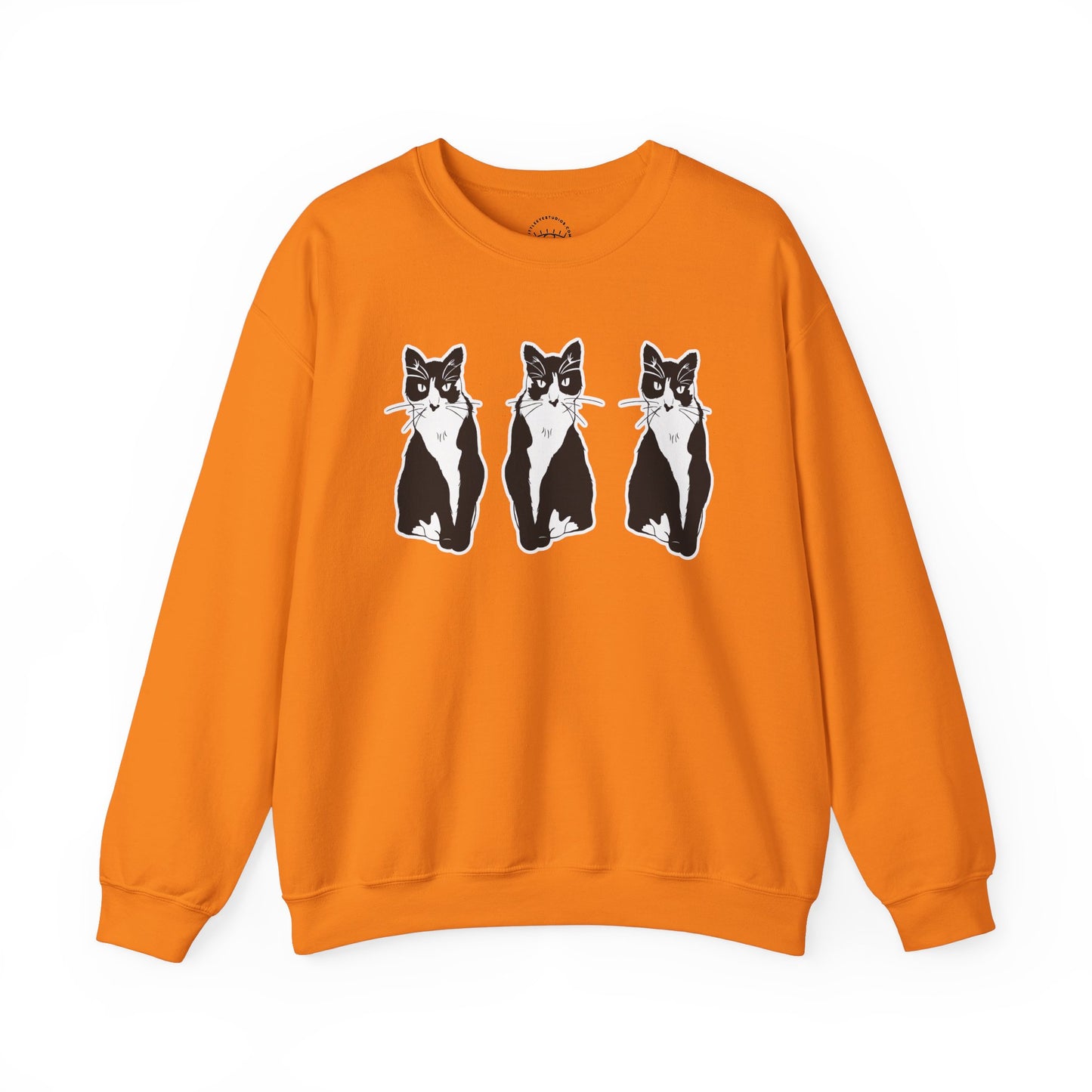 Cat x3 Sweatshirt (Sticker Style Cat) - Cat Drawing Sweatshirt
