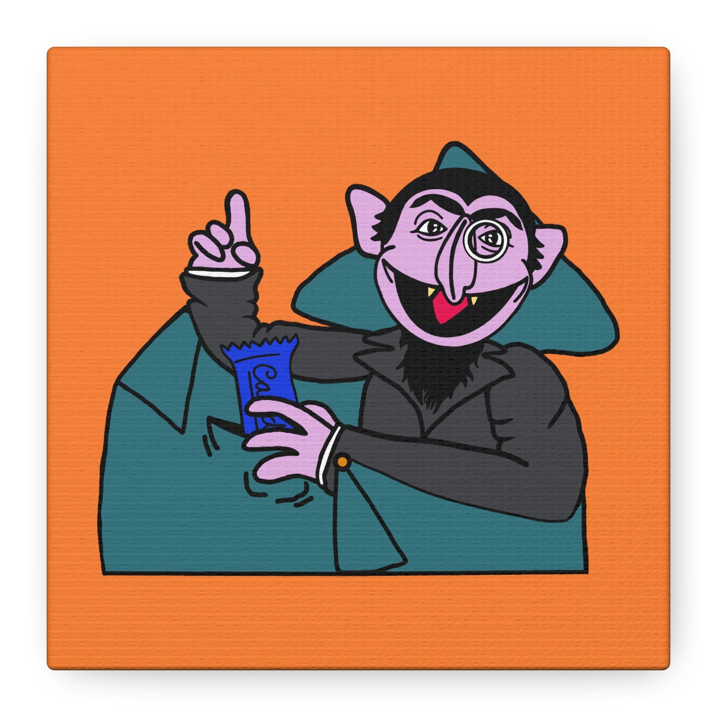 The Count Stealing Candy Canvas Print Orange - Sesame Street The Count Parody Art