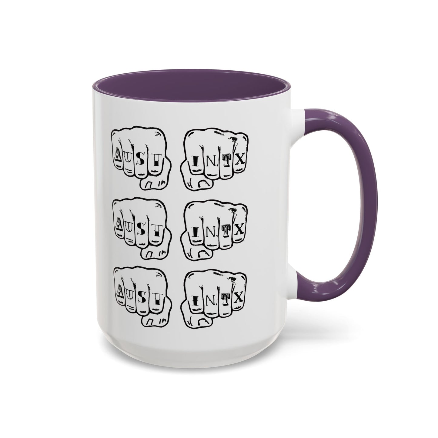 Austin Knuckle Tats Tattooed Fists Accent Mug Fists Stack Edition
