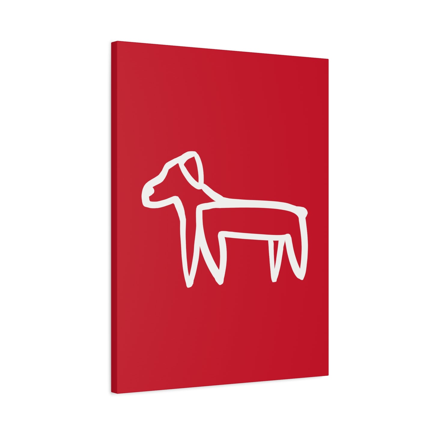 Dog Canvas Print on Red (Transparent Style White Dog) - Dog Art Print