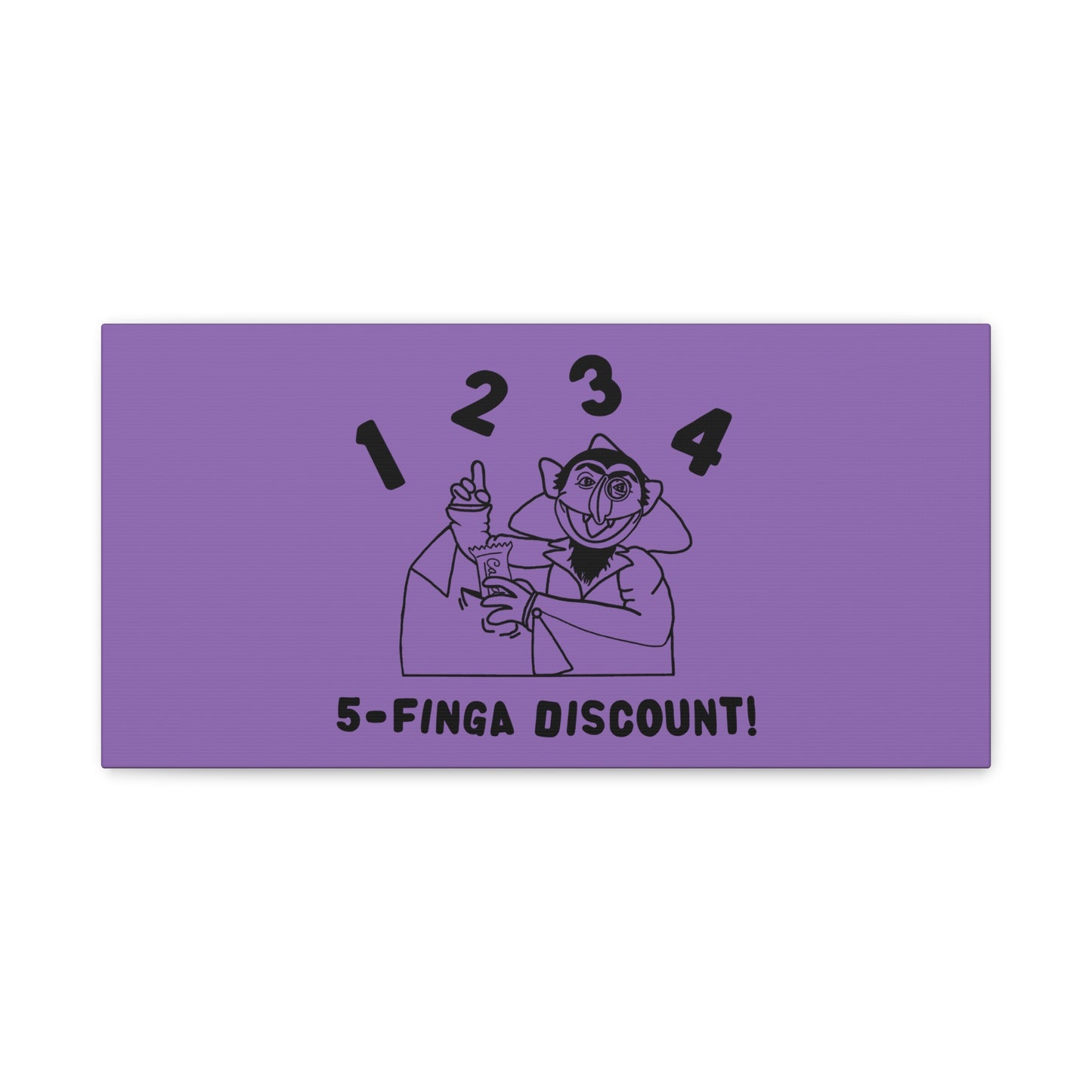 Five Finger Discount Outline Canvas Print Light Purple - Sesame Street The Count Parody Art Print