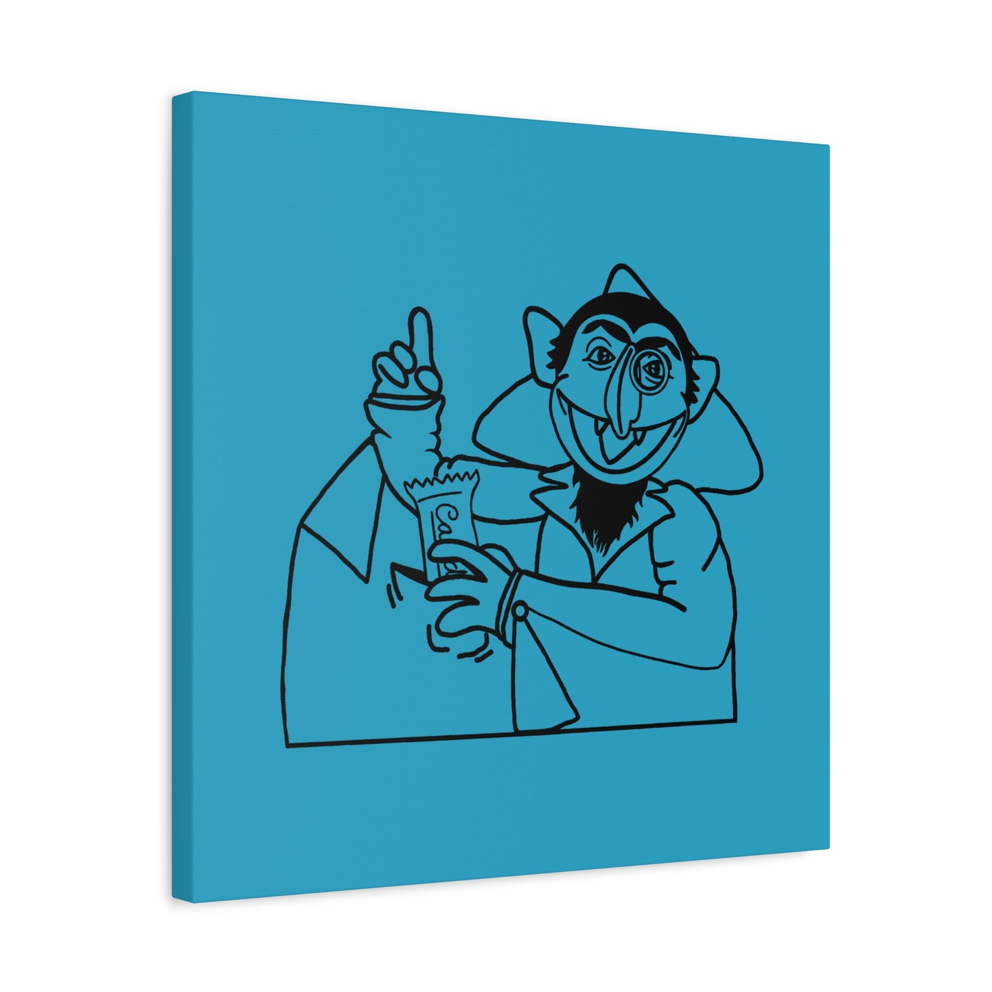 The Count Stealing Candy Outline Canvas Print Turquoise - Sesame Street The Count Art Print
