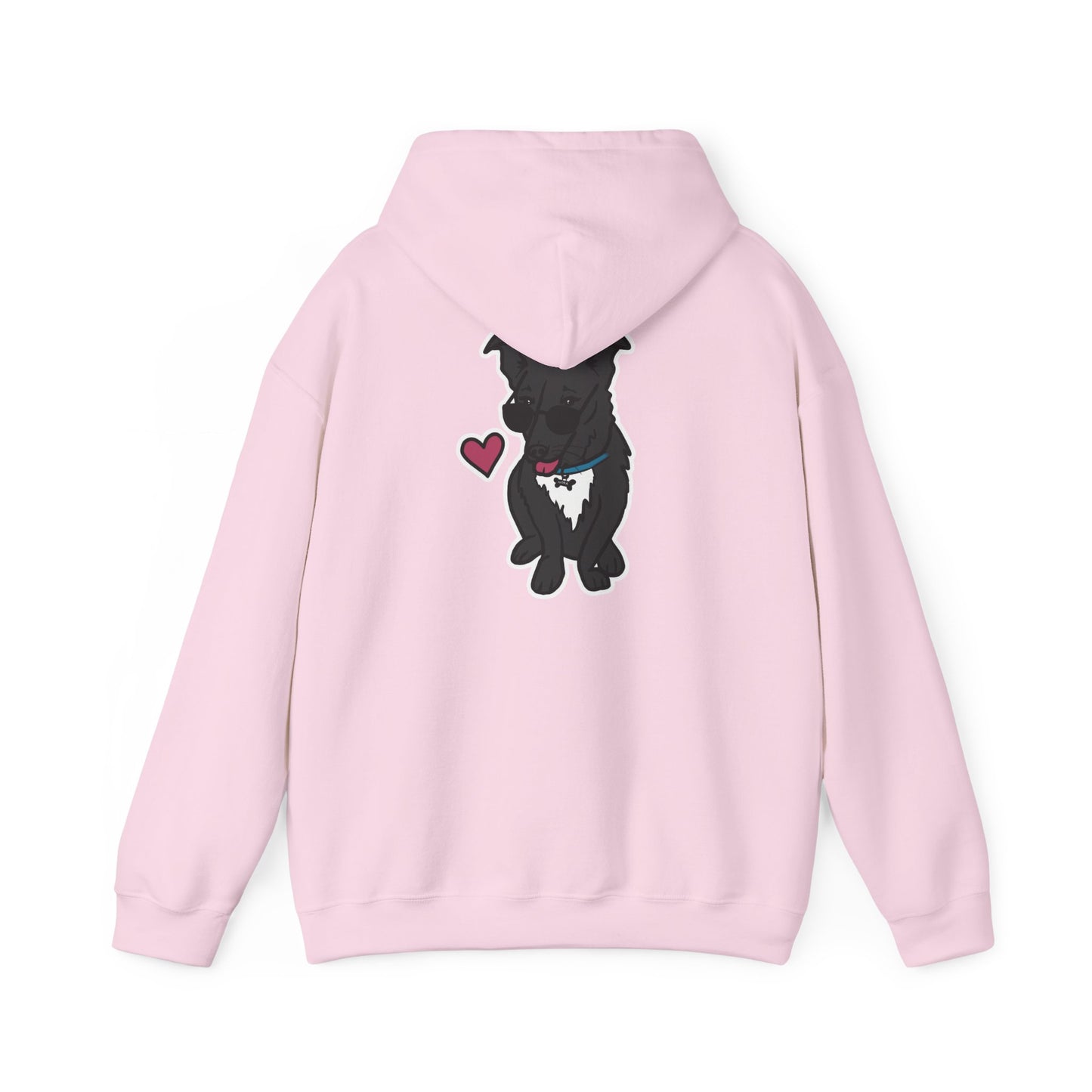 Nora the Dog Heart Hoodie Back Design (Sticker Style Nora) - Nora Hooded Sweatshirt