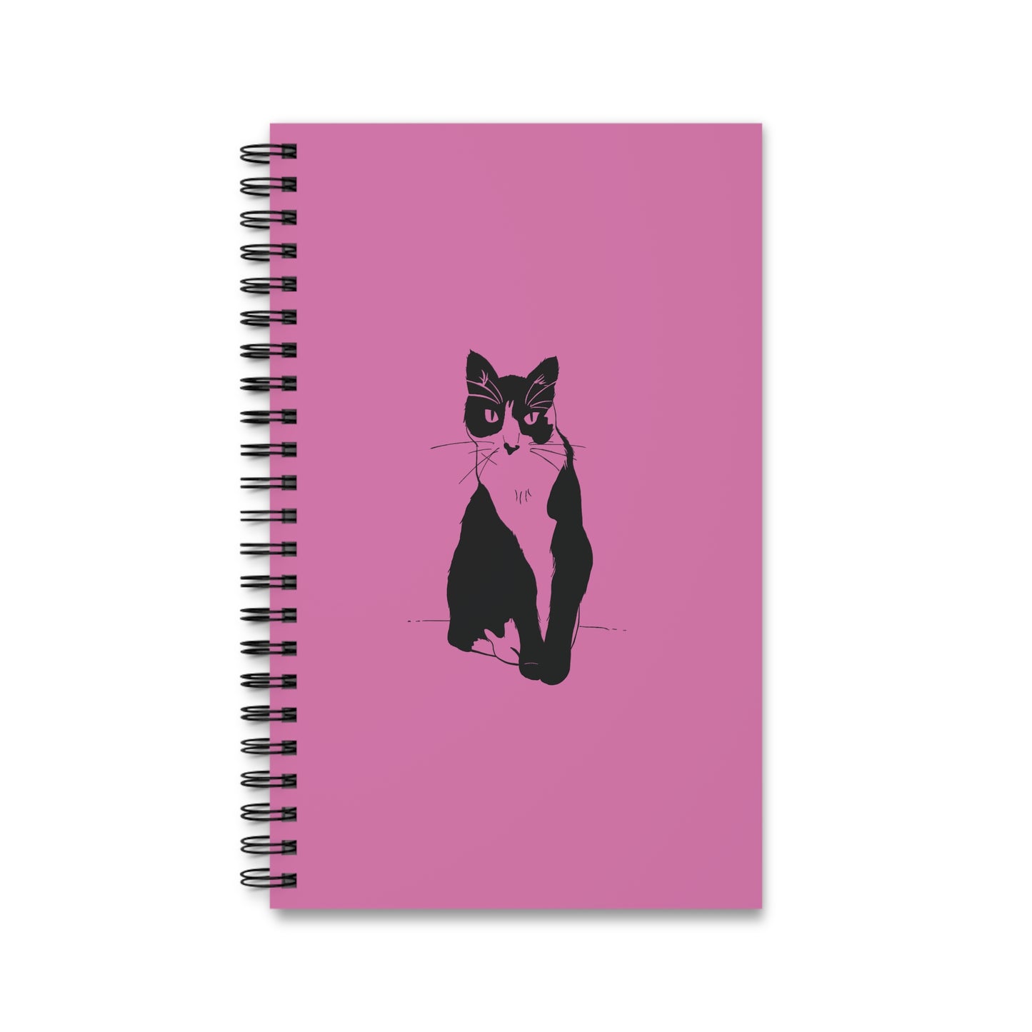 Cat Notebook in Light Pink (Transparent Style Cat) - Cat Spiral Notebook