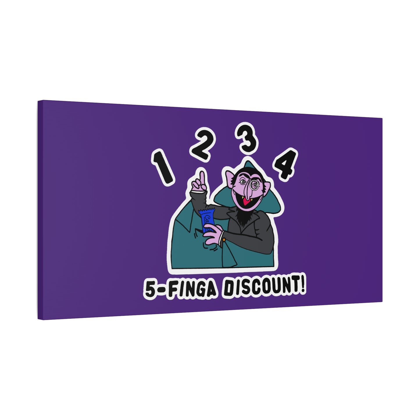 Five Finger Discount Canvas Print Light Purple - Sesame Street The Count Parody Art Print