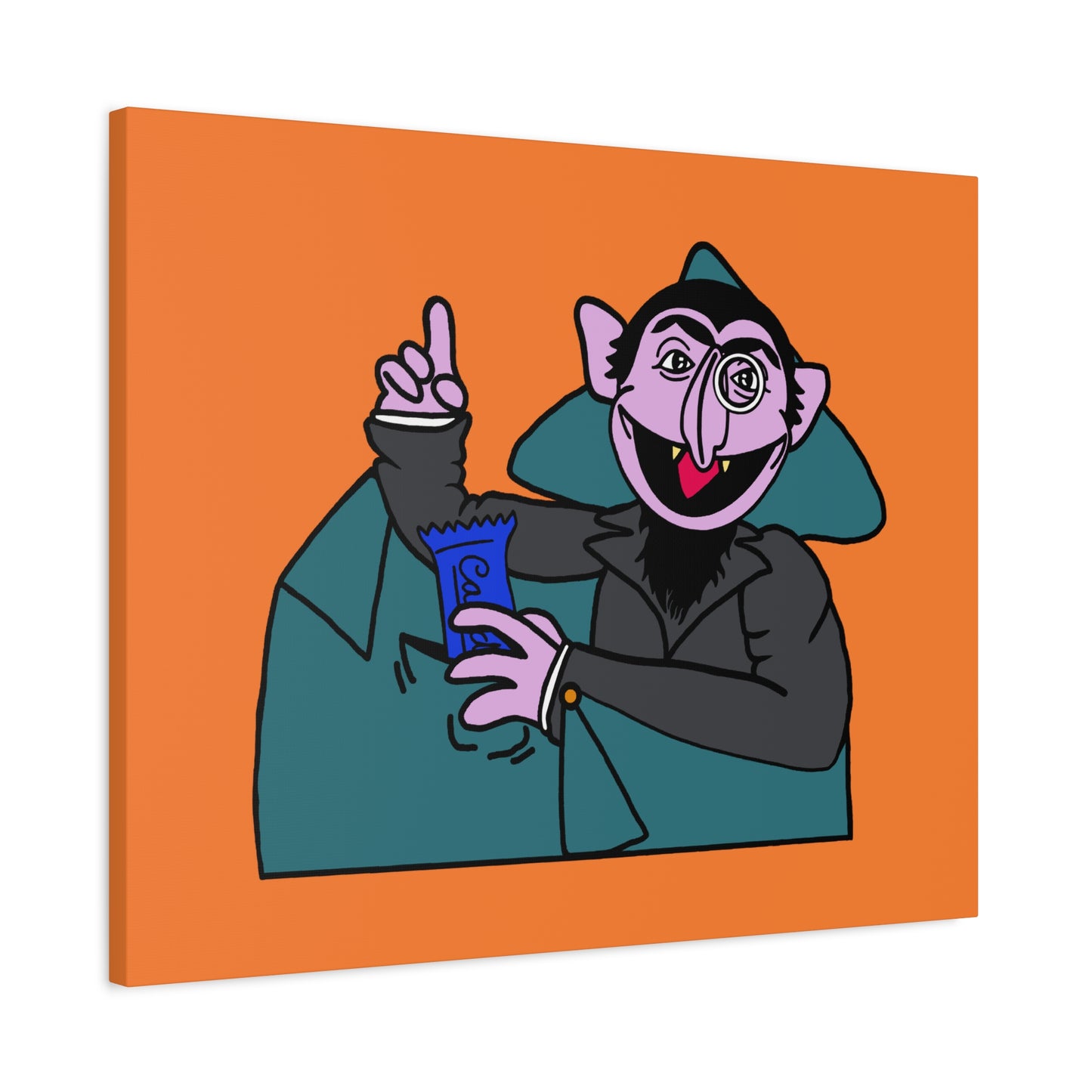 The Count Stealing Candy Canvas Print Orange - Sesame Street The Count Parody Art