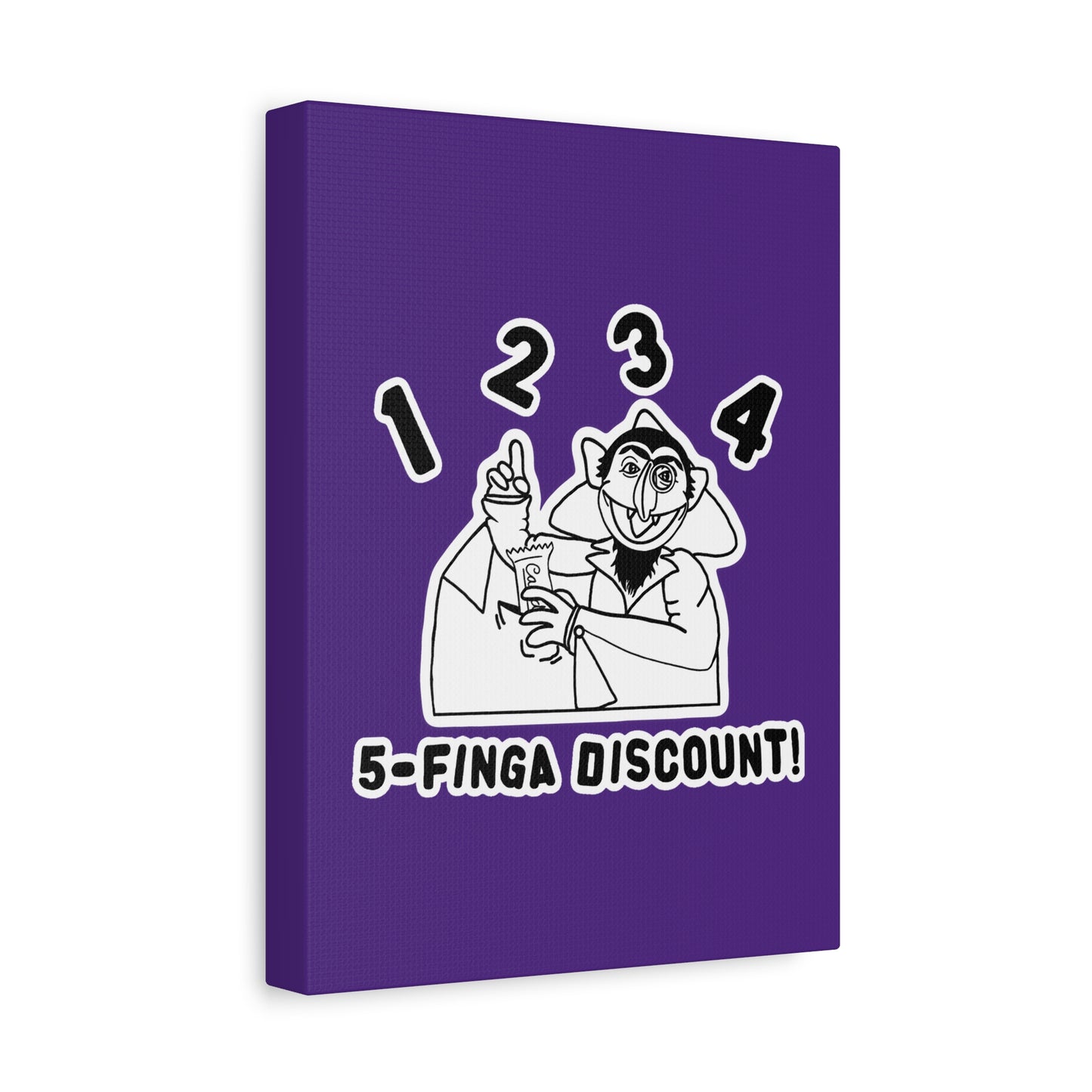 Five Finger Discount Outline Canvas Print Purple - Sesame Street The Count Parody Art Print