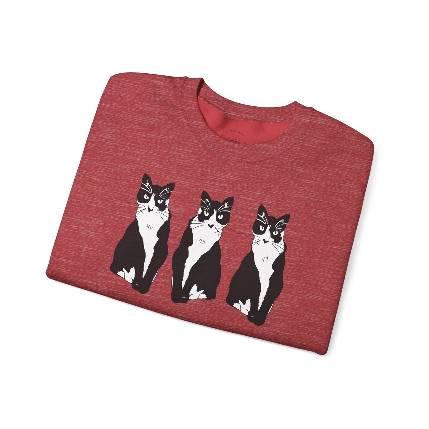Cat x3 Sweatshirt (B&W Style Cat) - Cat Drawing Sweatshirt