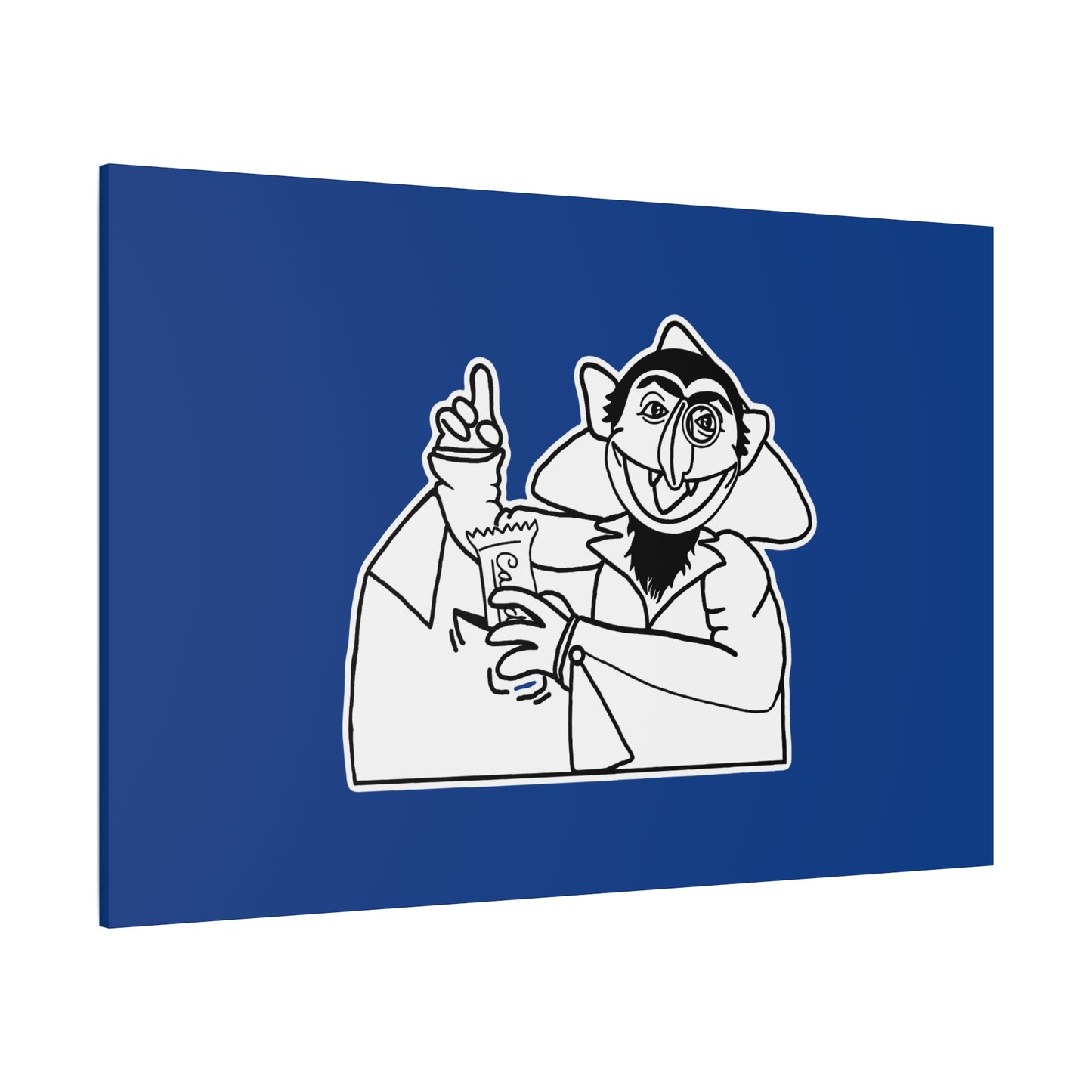 The Count Stealing Candy Outline Canvas Print Dark Blue - Sesame Street The Count Parody Art