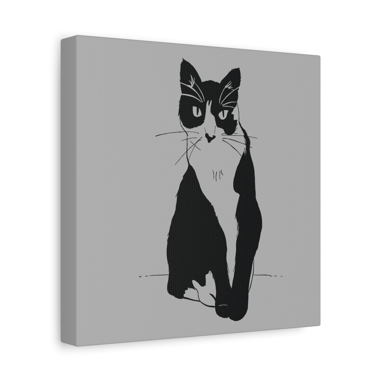 Cat Canvas Print on Grey (Transparent Style Cat) - Cat Drawing Art