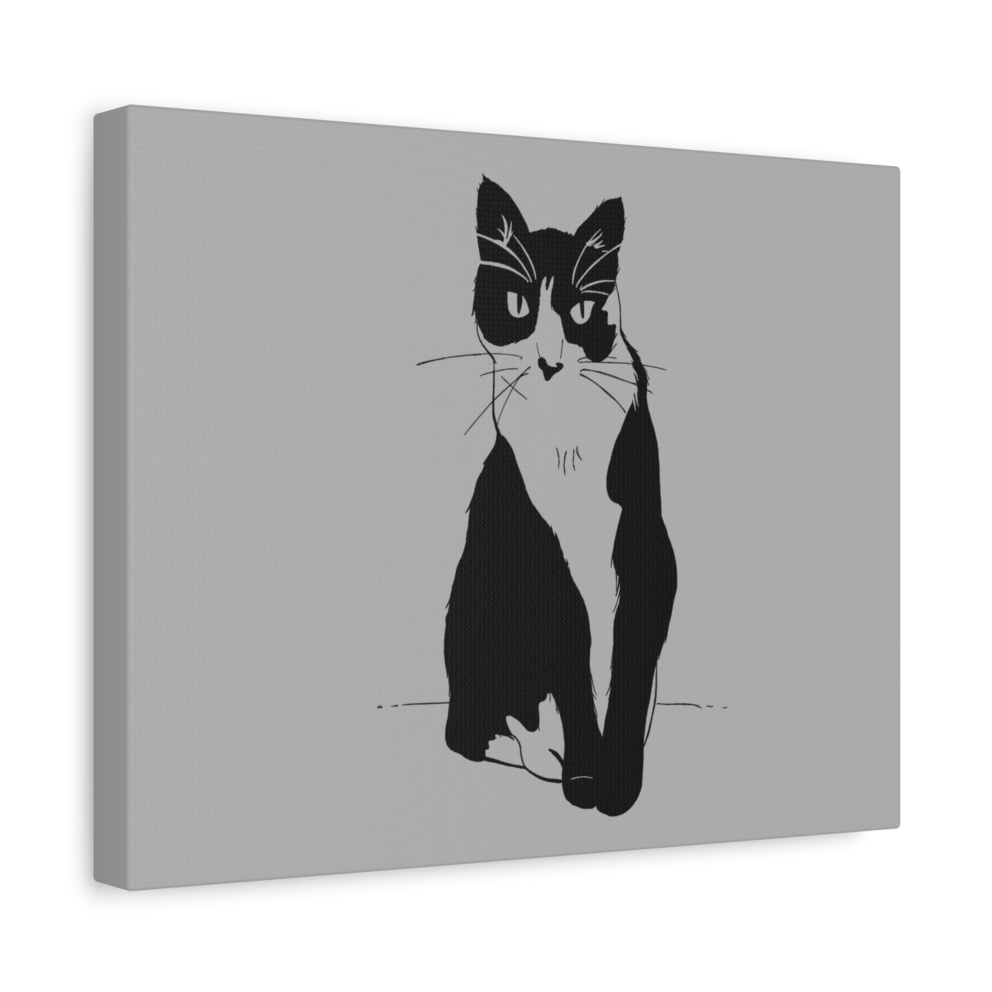 Cat Canvas Print on Grey (Transparent Style Cat) - Cat Drawing Art