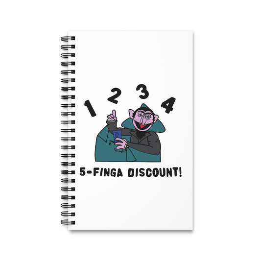 Five Finger Discount Notebook White - Sesame Street Parody The Count Spiral Notebook