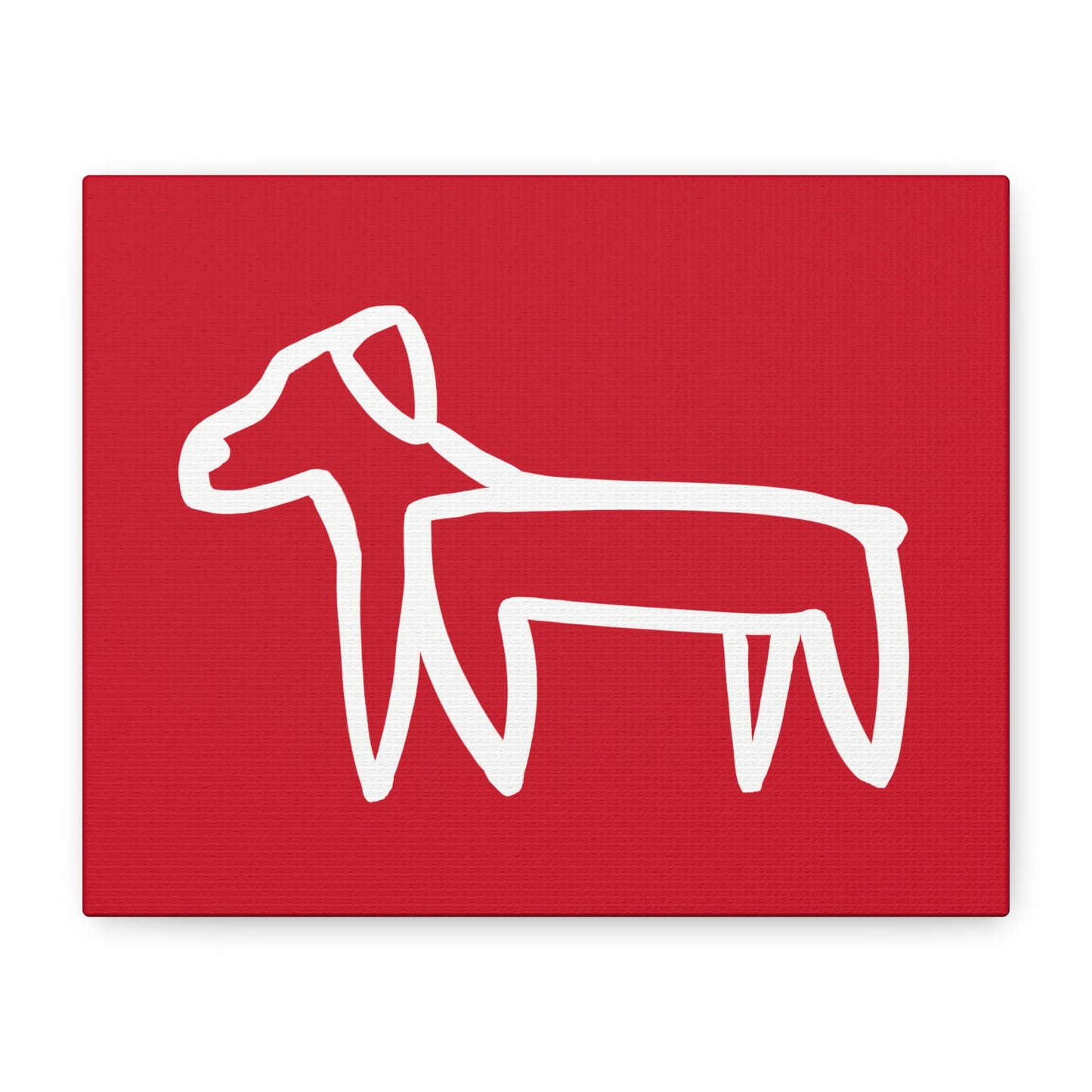 Dog Canvas Print on Red (Transparent Style White Dog) - Dog Art Print