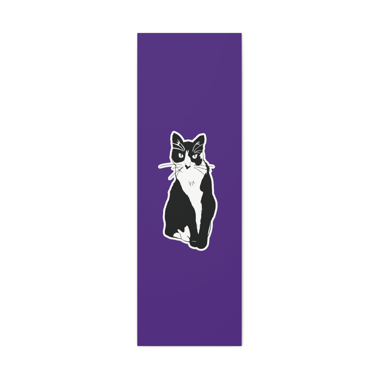 Cat Canvas Print on Purple (Sticker Style Cat) - Cat Drawing Art