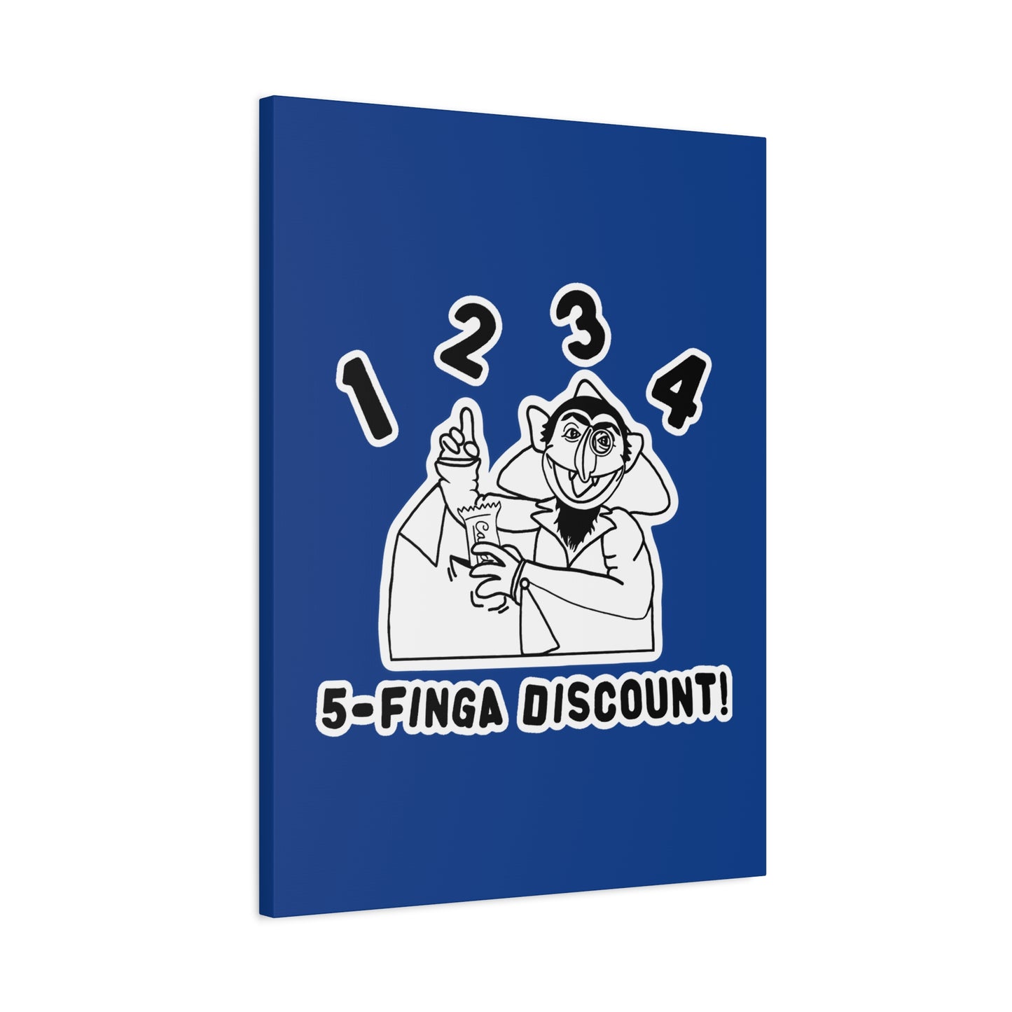 Five Finger Discount Outline Canvas Print Dark Blue - Sesame Street The Count Parody Art Print