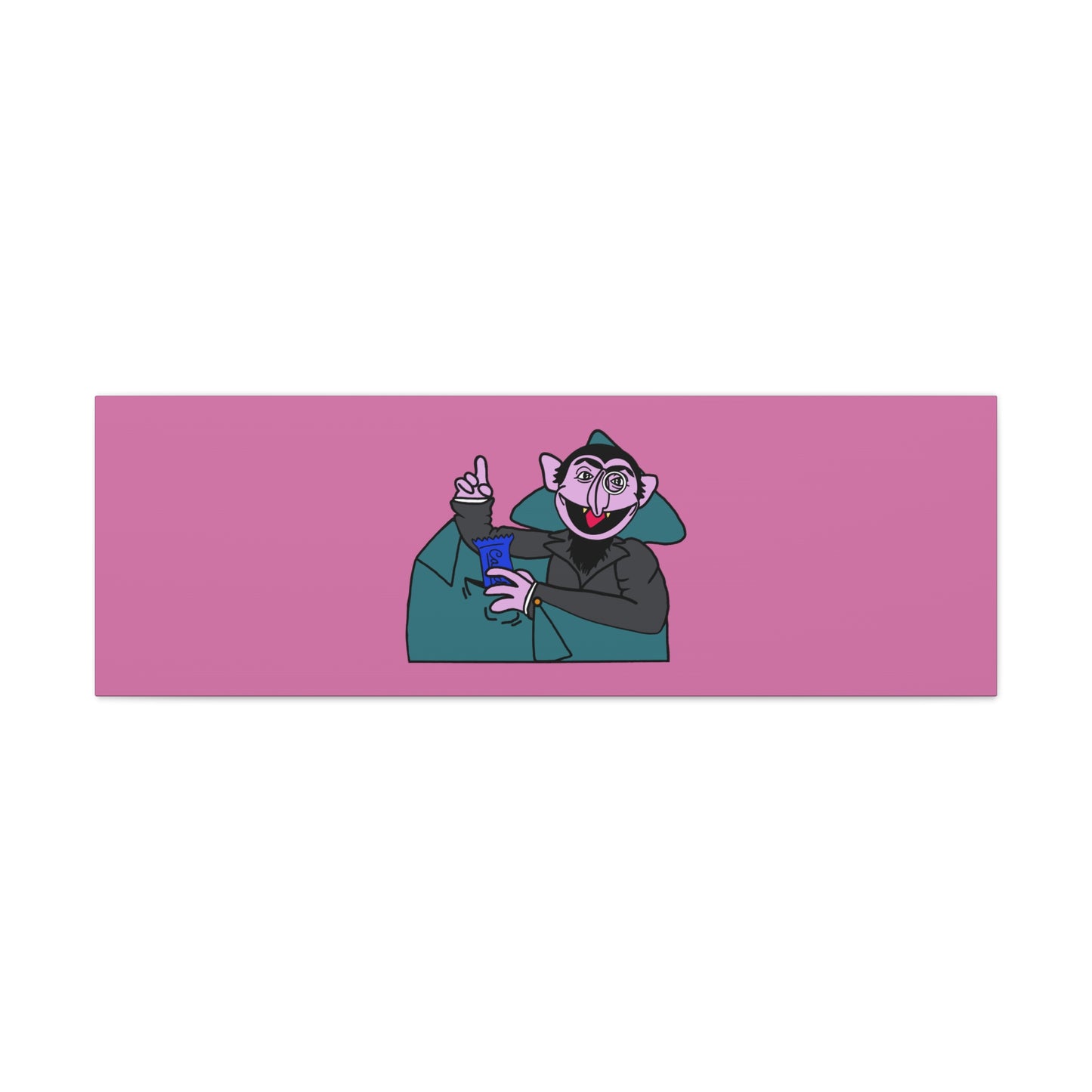 The Count Stealing Candy Canvas Print Light Pink - Sesame Street The Count Parody Art