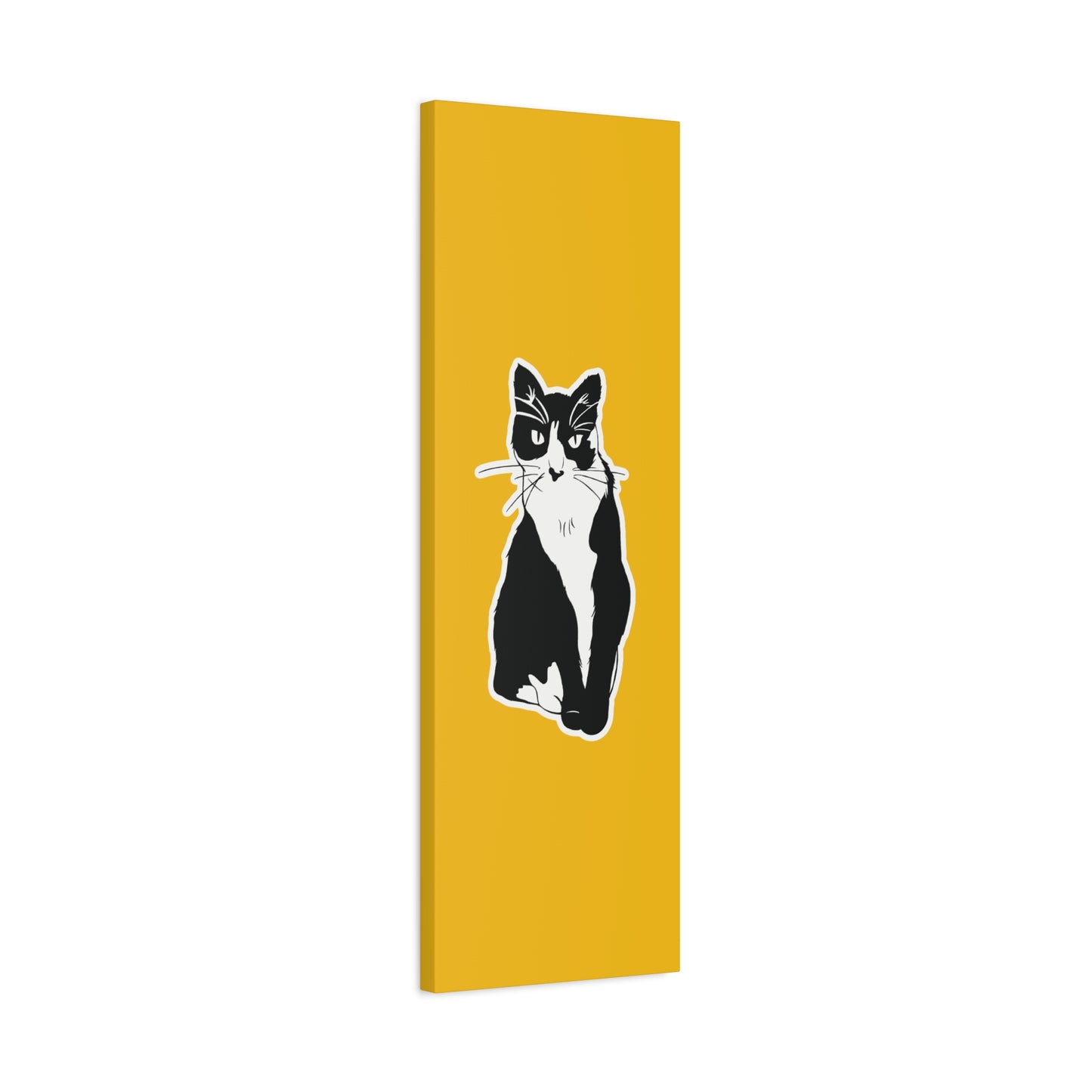 Cat Canvas Print on Yellow (Sticker Style Cat) - Cat Drawing Art