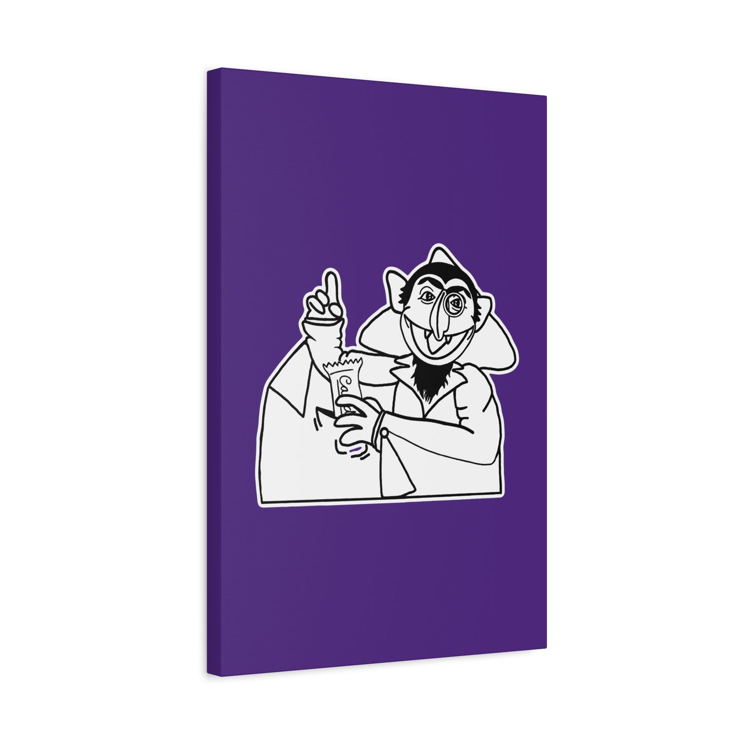 The Count Stealing Candy Outline Canvas Print Purple - Sesame Street The Count Parody Art