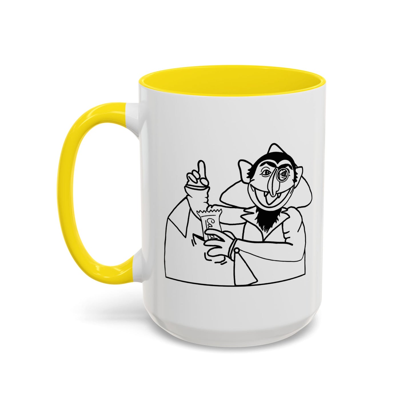 The Count Stealing Candy Outline Accent Mug - Sesame Street The Count Parody Coffee Mug