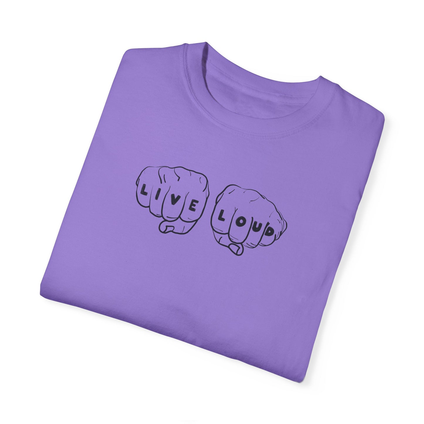 Live Loud Knuckle Tats Tattooed Fists Tee
