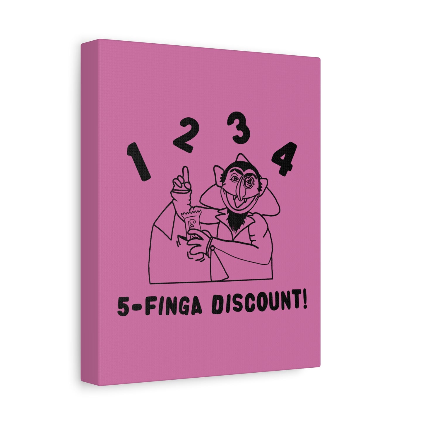 Five Finger Discount Outline Canvas Print Light Pink - Sesame Street The Count Parody Art Print