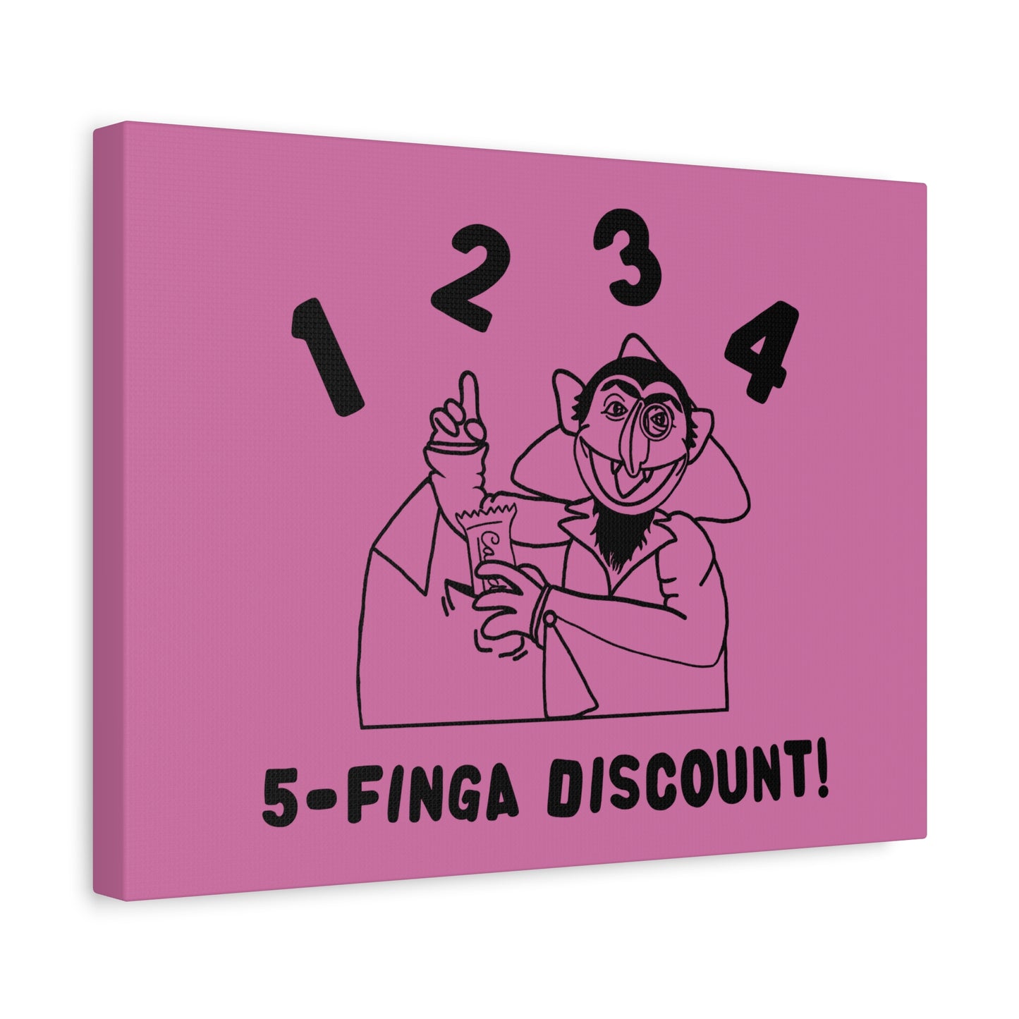 Five Finger Discount Outline Canvas Print Light Pink - Sesame Street The Count Parody Art Print