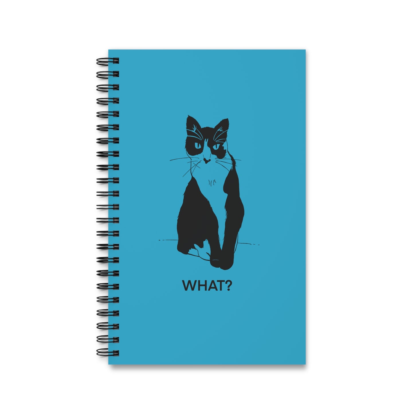 Cattitude Notebook in Turquoise (Transparent Style Cat) - Cat Spiral Notebook