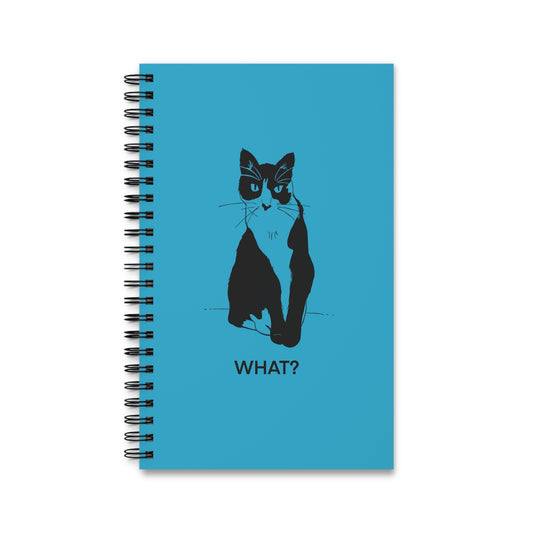 Cattitude Notebook in Turquoise (Transparent Style Cat) - Cat Spiral Notebook