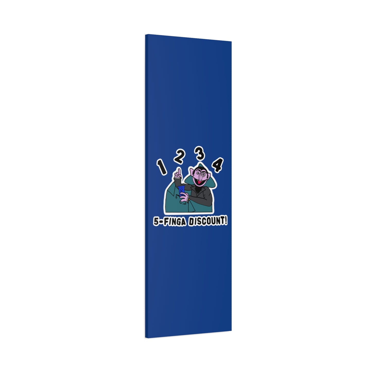 Five Finger Discount Canvas Print Dark Blue - Sesame Street The Count Parody Art Print