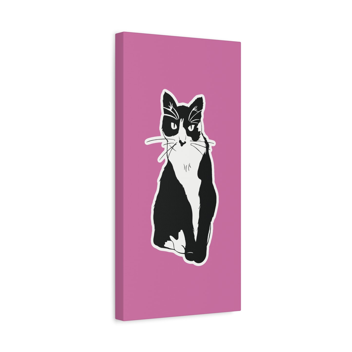 Cat Canvas on Light Pink (Sticker Style Cat) - Cat Drawing Art