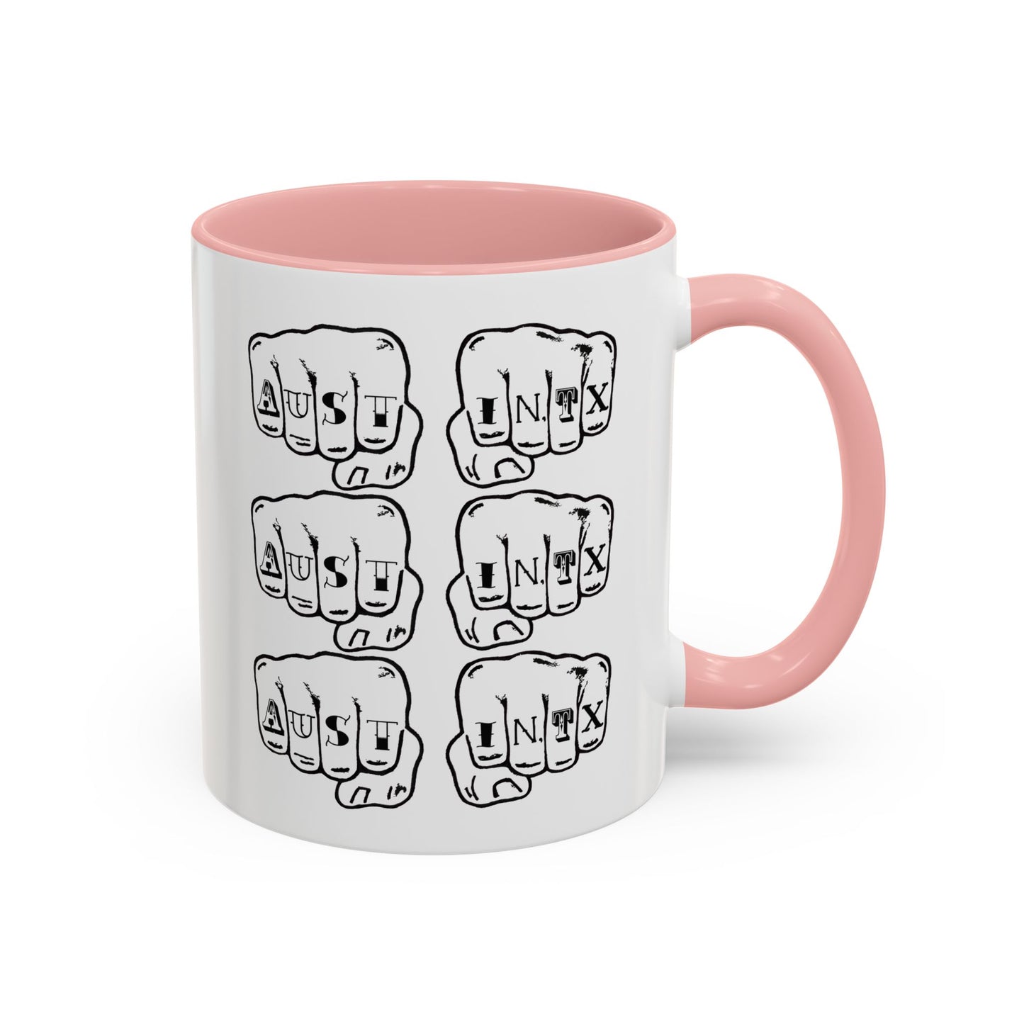 Austin Knuckle Tats Tattooed Fists Accent Mug Fists Stack Edition