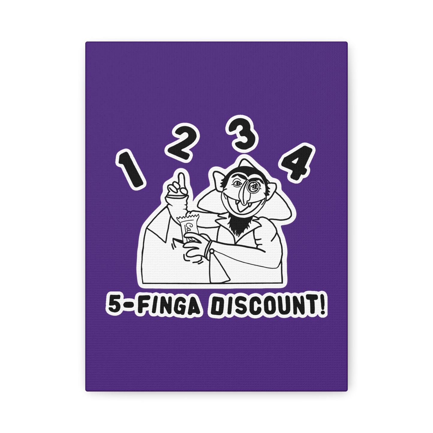 Five Finger Discount Outline Canvas Print Purple - Sesame Street The Count Parody Art Print