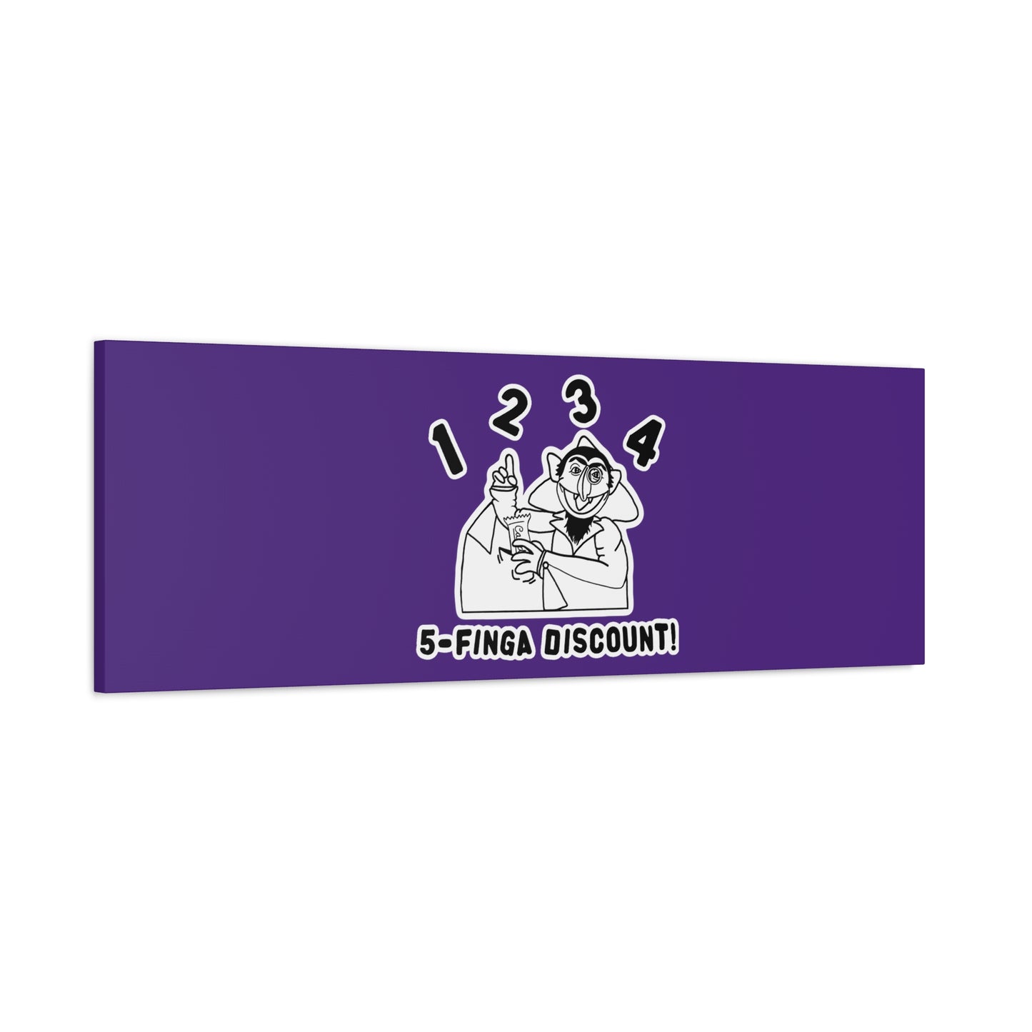 Five Finger Discount Outline Canvas Print Purple - Sesame Street The Count Parody Art Print
