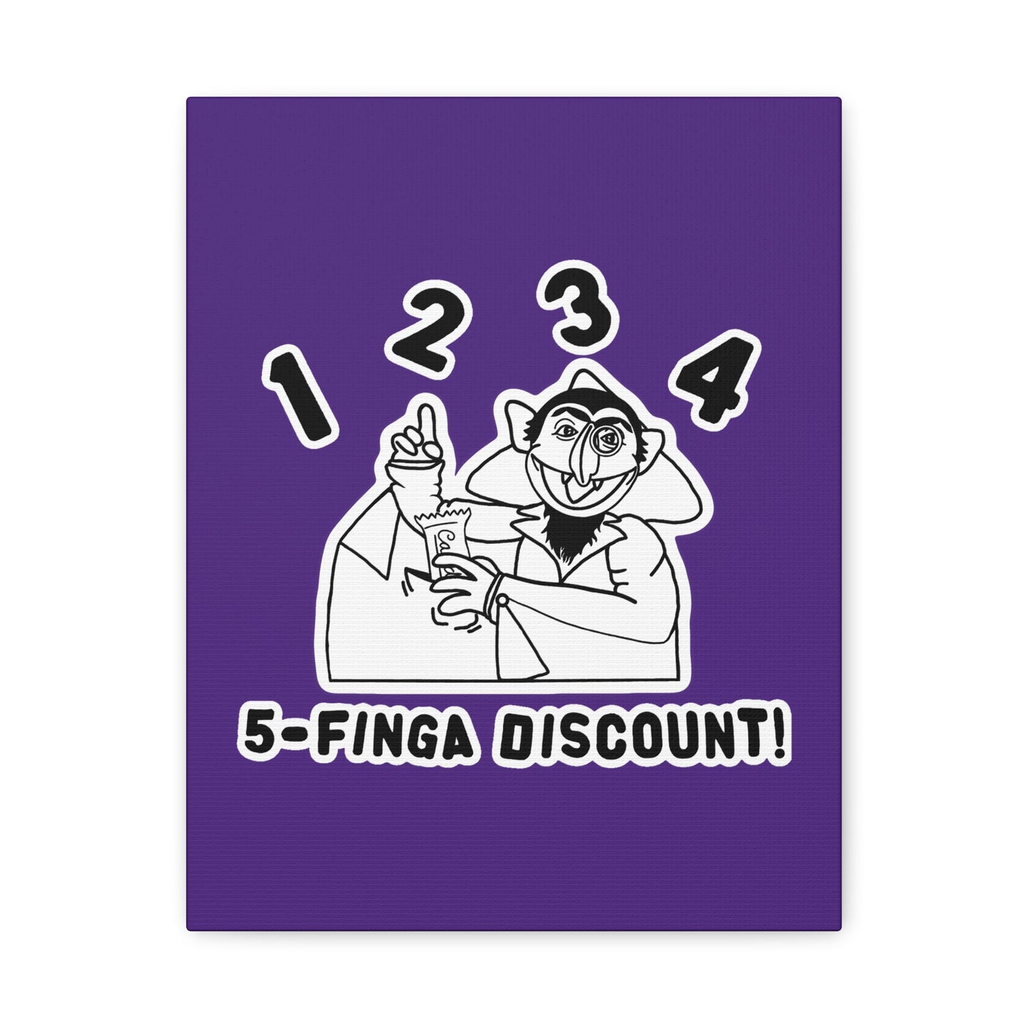 Five Finger Discount Outline Canvas Print Purple - Sesame Street The Count Parody Art Print