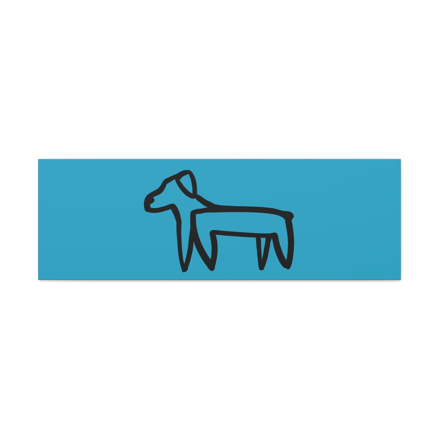Dog Canvas Print on Turquoise (Transparent Style Black Dog) - Dog Drawing Canvas