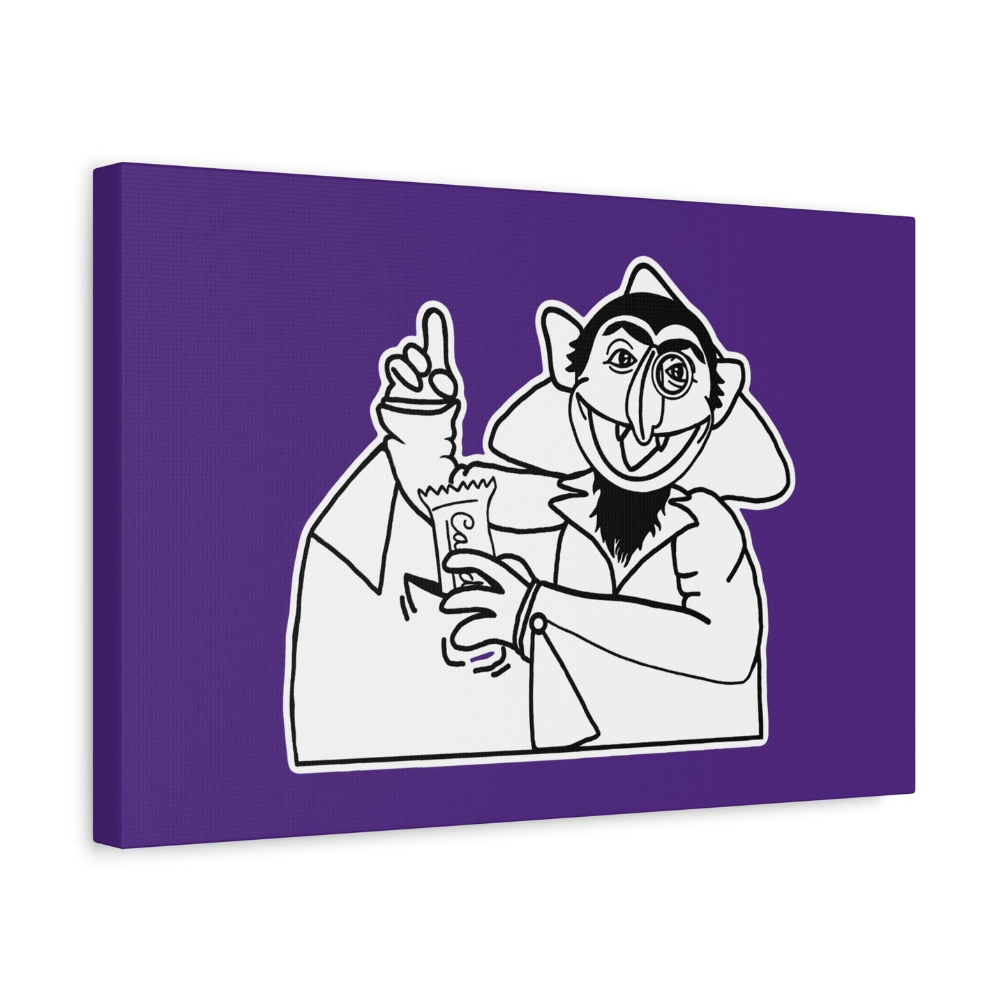 The Count Stealing Candy Outline Canvas Print Purple - Sesame Street The Count Parody Art