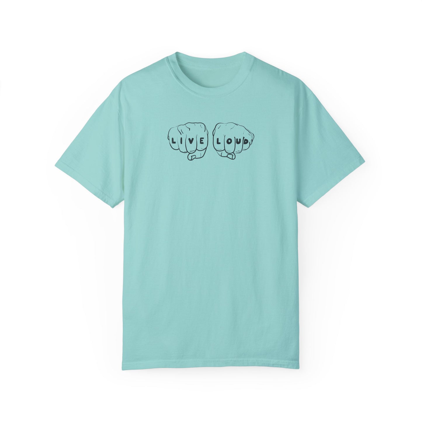 Live Loud Knuckle Tats Tattooed Fists Tee