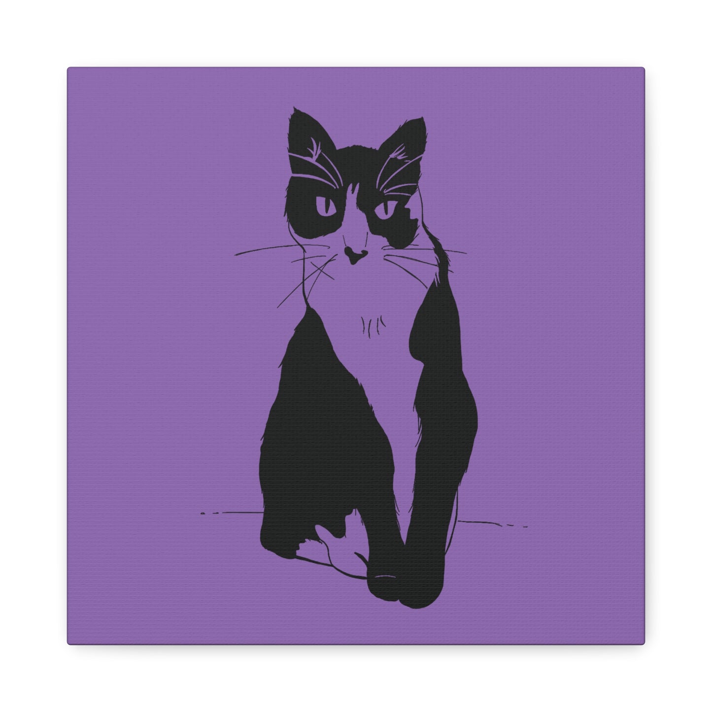 Cat Canvas Print on Purple (Transparent Style Cat) - Cat Drawing Art