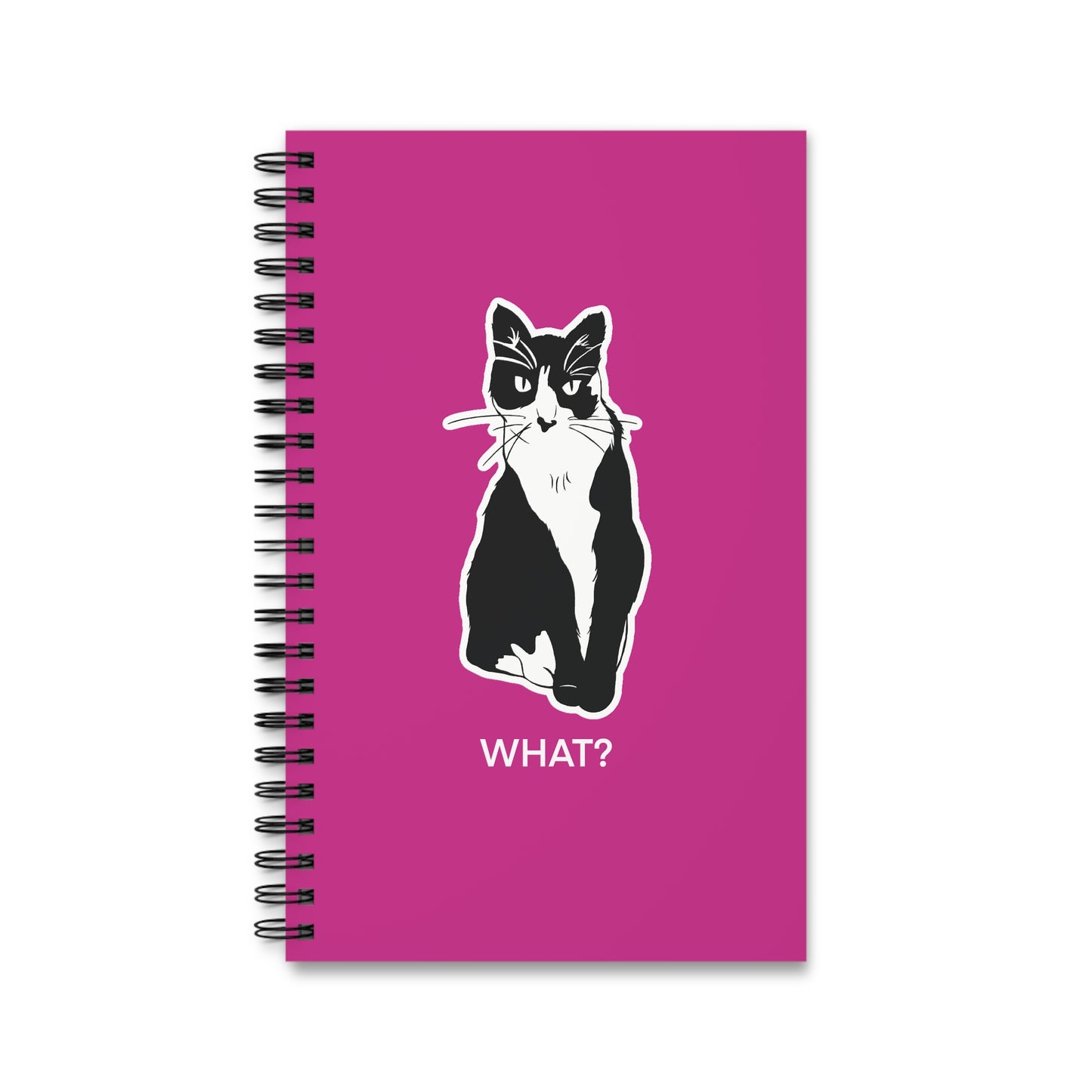 Cattitude Notebook in Pink (Sticker Style Cat with White Writing) - Cat Spiral Notebook