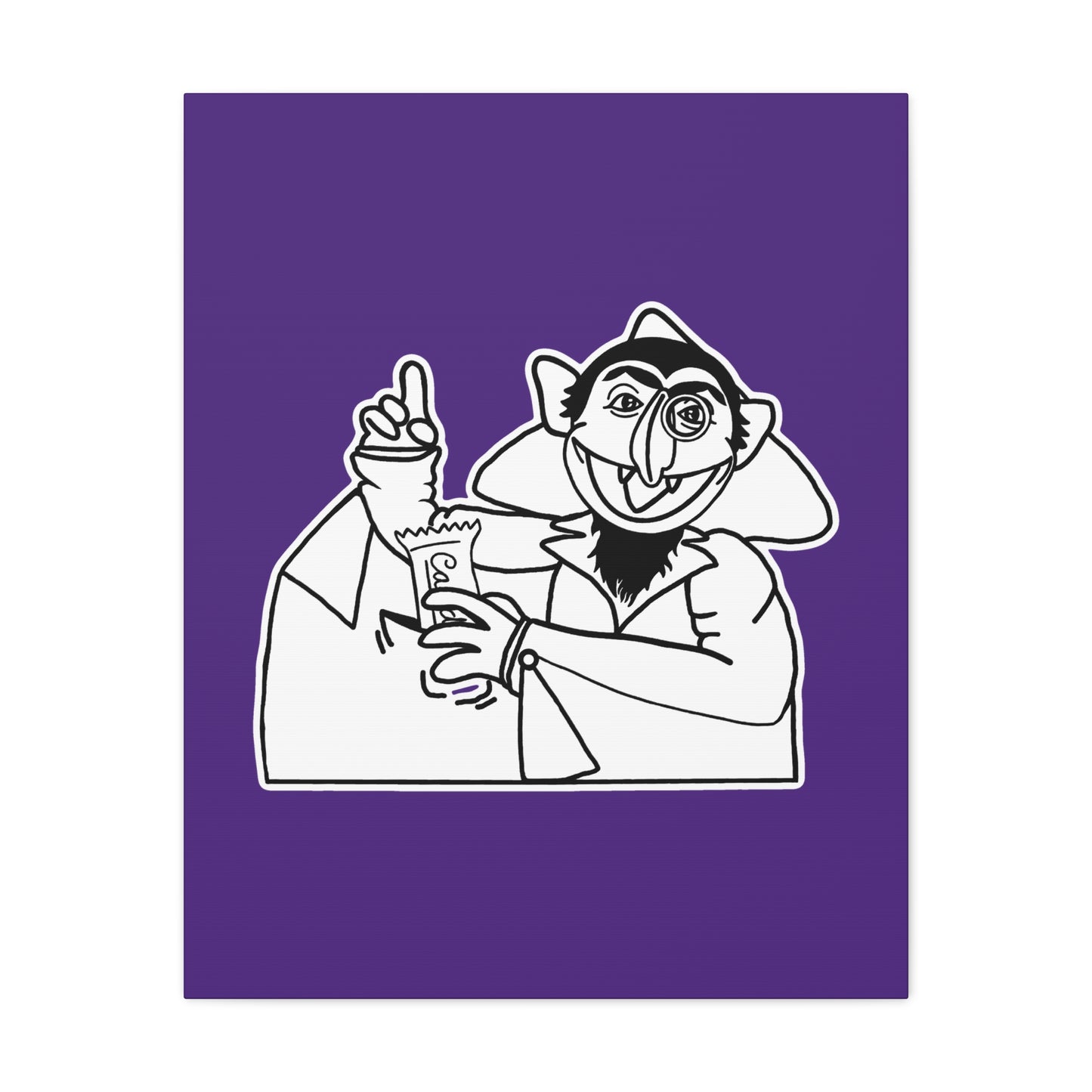 The Count Stealing Candy Outline Canvas Print Purple - Sesame Street The Count Parody Art