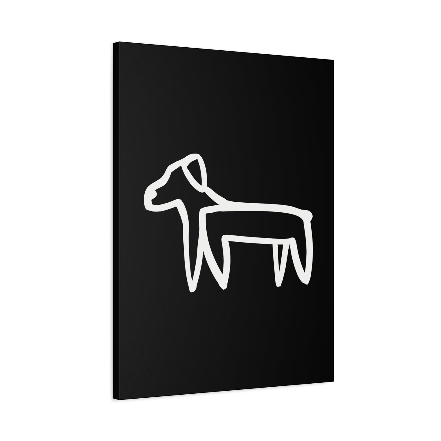 Dog Canvas Print on Black (Transparent Style White Dog) - Dog Art Print
