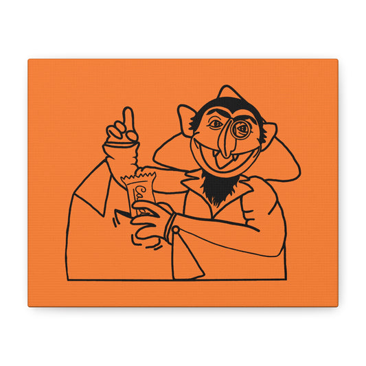 The Count Stealing Candy Outline Canvas Print Light Orange - Sesame Street The Count Parody Art