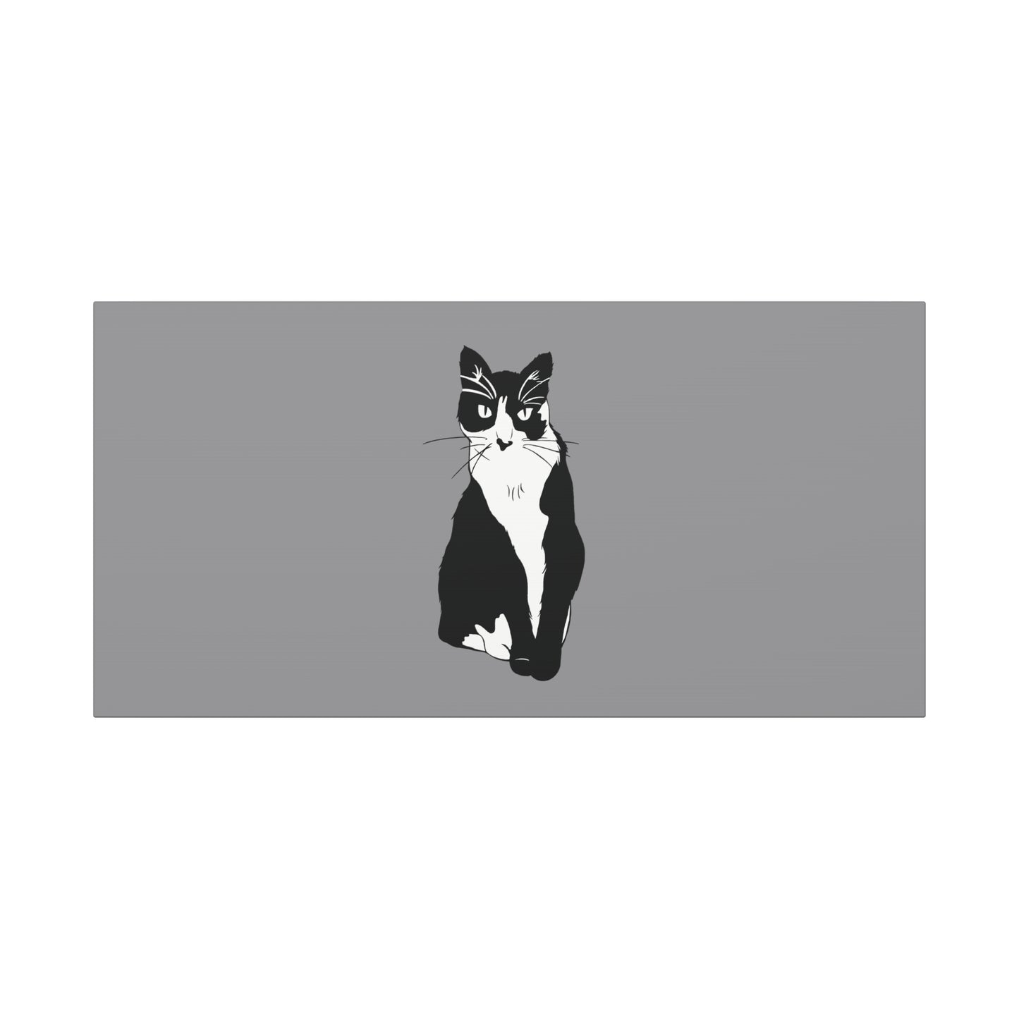 Cat Canvas on Grey (B&W Style Cat) - Cat Drawing Art