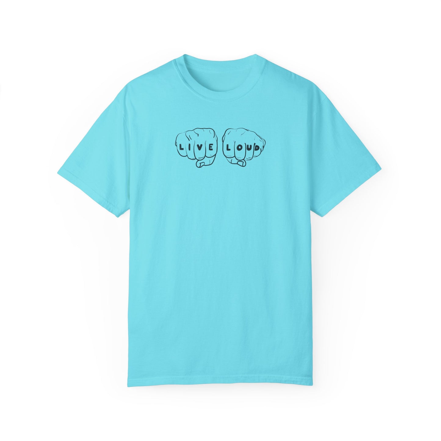 Live Loud Knuckle Tats Tattooed Fists Tee