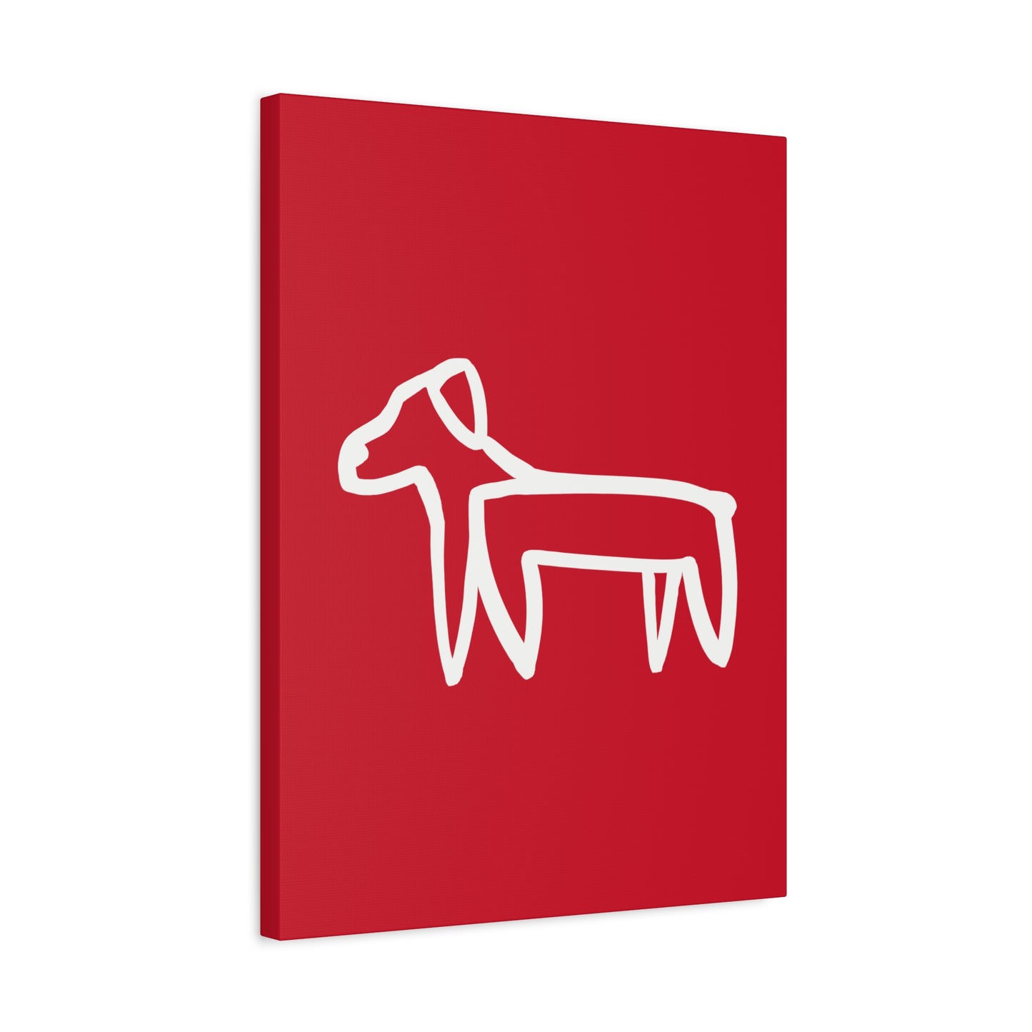 Dog Canvas Print on Red (Transparent Style White Dog) - Dog Art Print